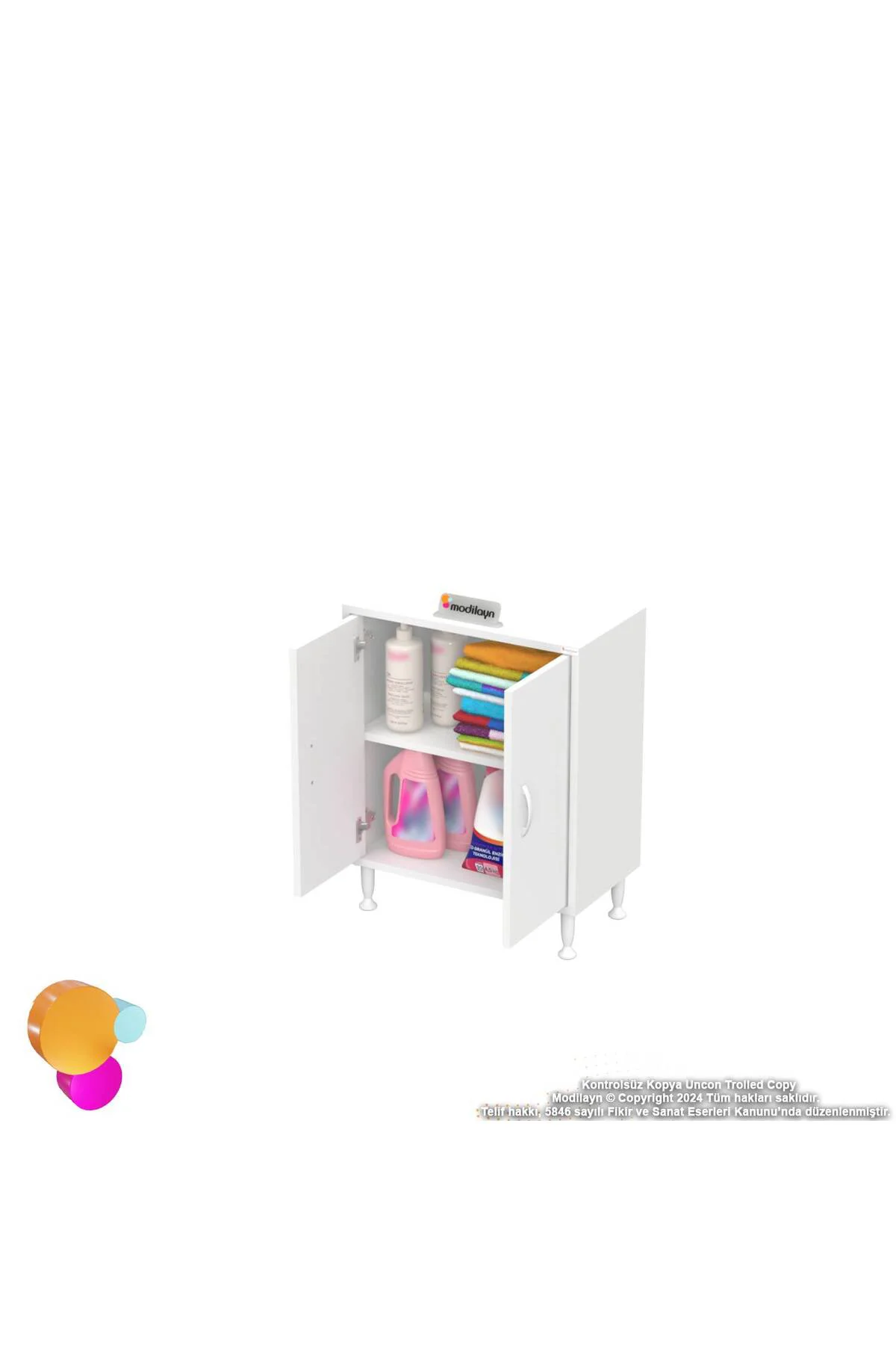 Arden 60 cm Beyaz 2 Bölmeli Banyo Düzenleyici Dolap 1 Raflı Çok A