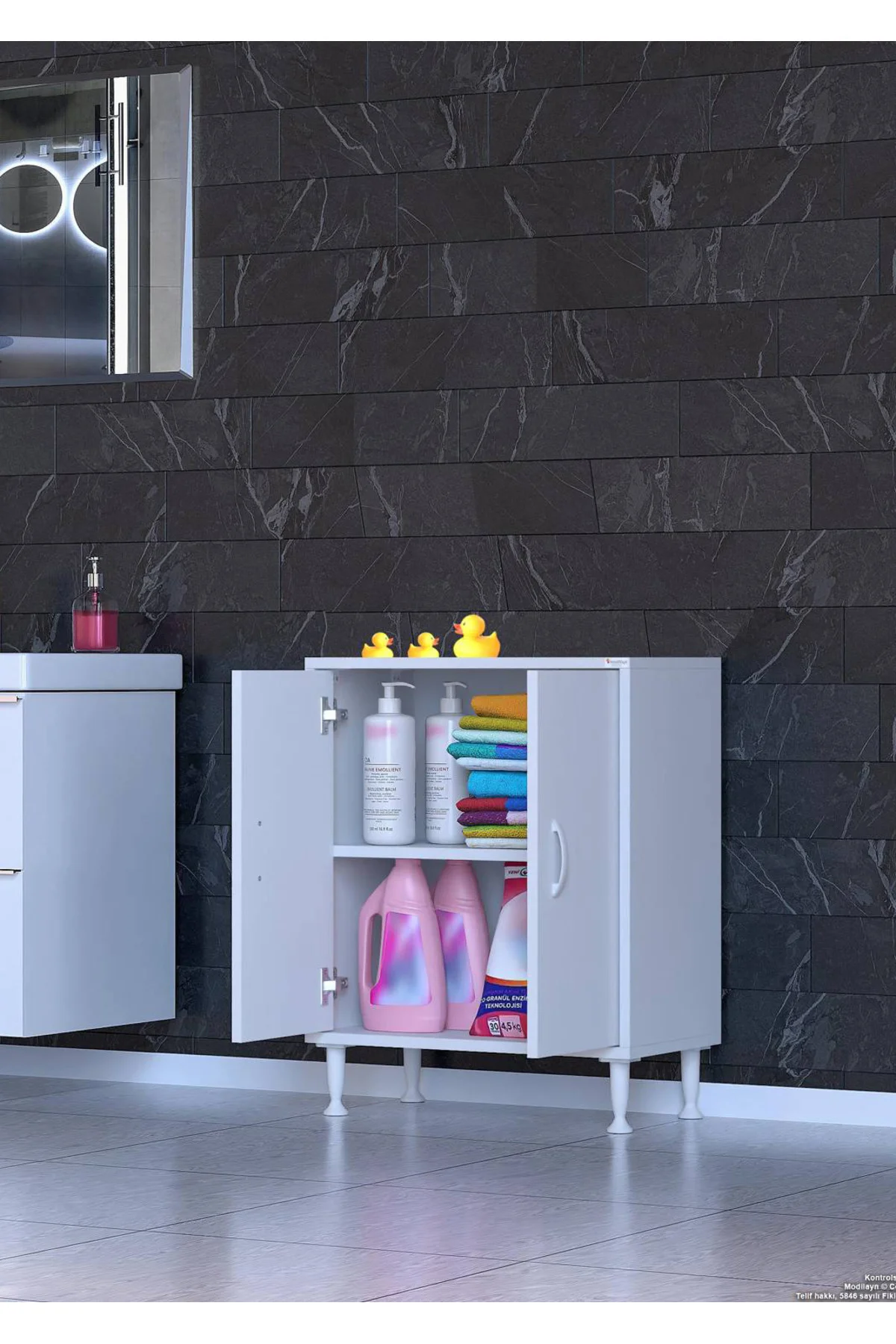 Arden 65 cm Beyaz 2 Bölmeli Banyo Düzenleyici Dolap 1 Raflı Çok A Arden 65 cm Beyaz 2 Bölmeli Banyo Düzenleyici Dolap 1 Raflı Çok A