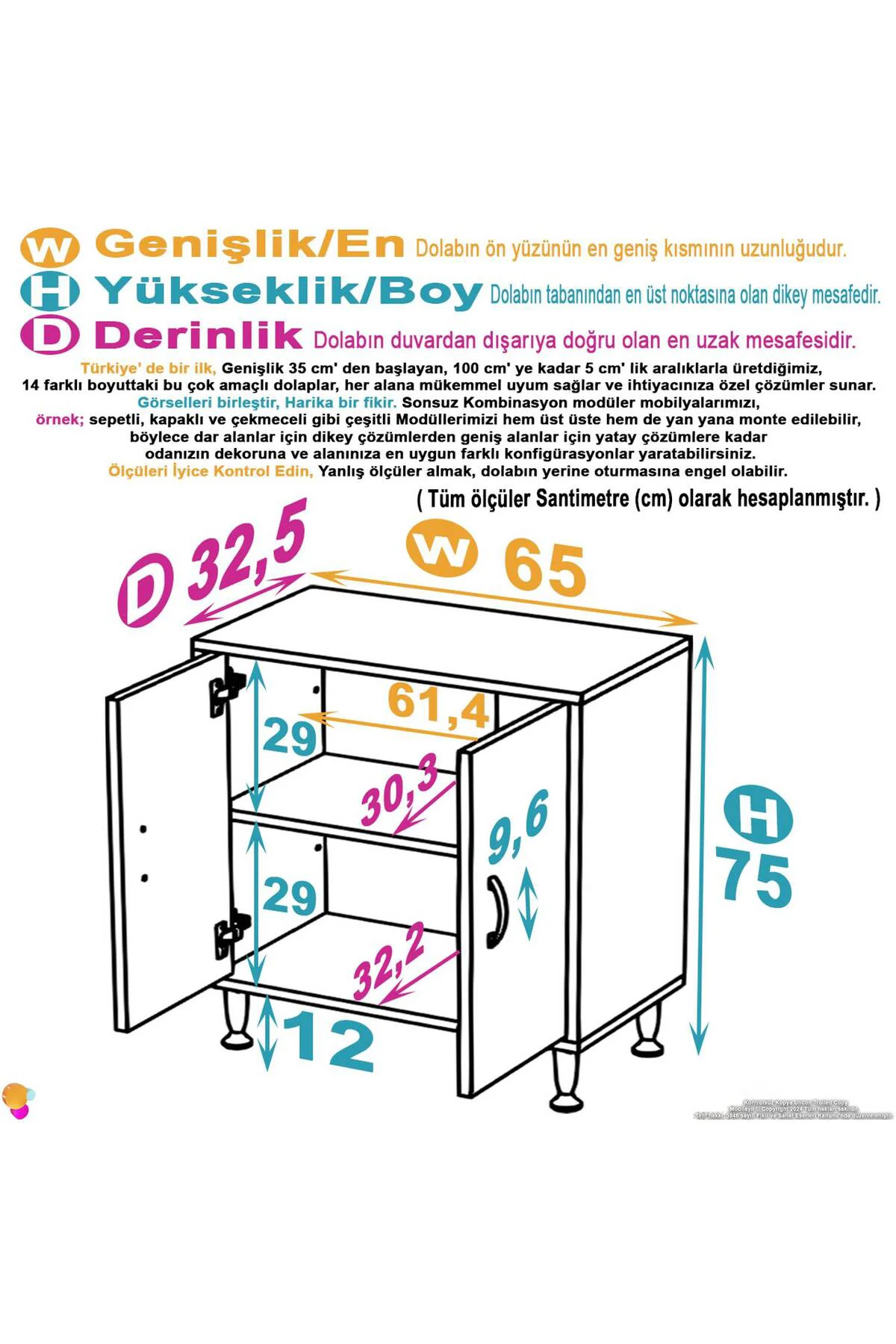Arden 65 cm Beyaz 2 Bölmeli Banyo Düzenleyici Dolap 1 Raflı Çok A Arden 65 cm Beyaz 2 Bölmeli Banyo Düzenleyici Dolap 1 Raflı Çok A