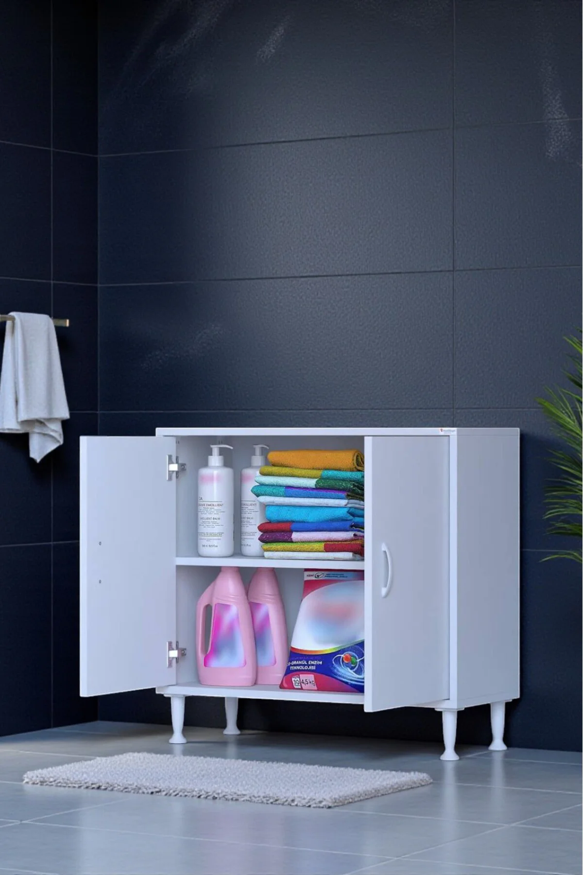 Arden 70 cm Beyaz 2 Bölmeli Banyo Düzenleyici Dolap 1 Raflı Çok A