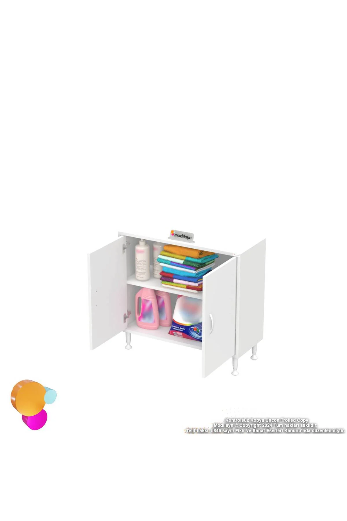 Arden 80 cm Beyaz 2 Bölmeli Banyo Düzenleyici Dolap 1 Raflı Çok A