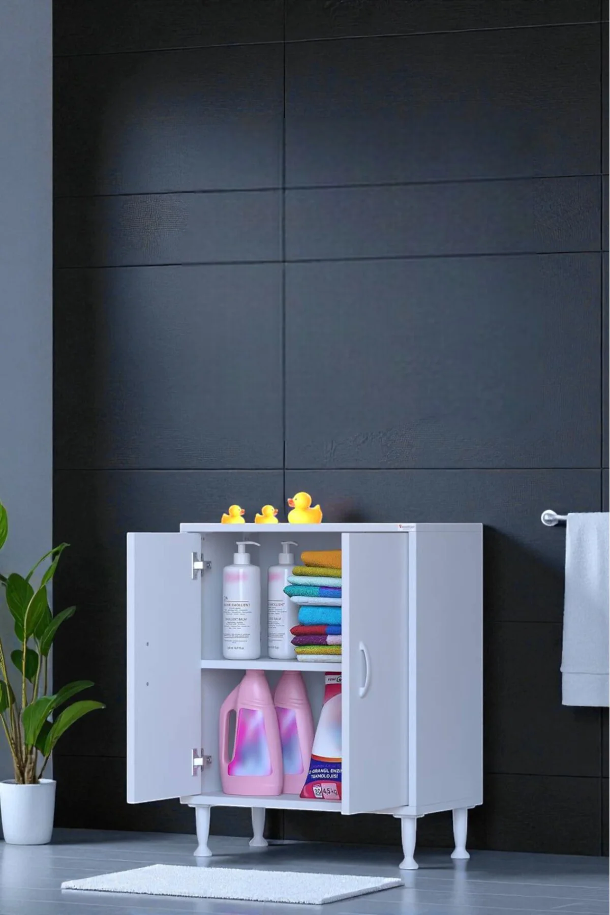 Arden 80 cm Beyaz 2 Bölmeli Banyo Düzenleyici Dolap 1 Raflı Çok A