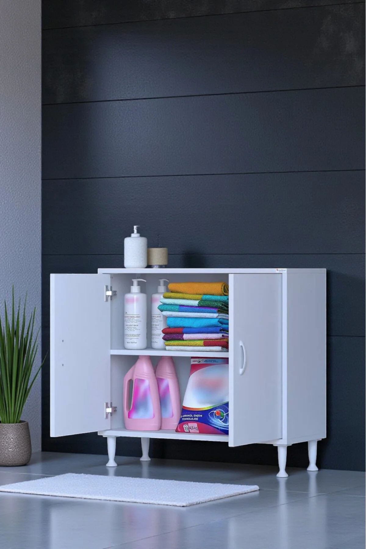 Arden 85 cm Beyaz 2 Bölmeli Banyo Düzenleyici Dolap 1 Raflı Çok A