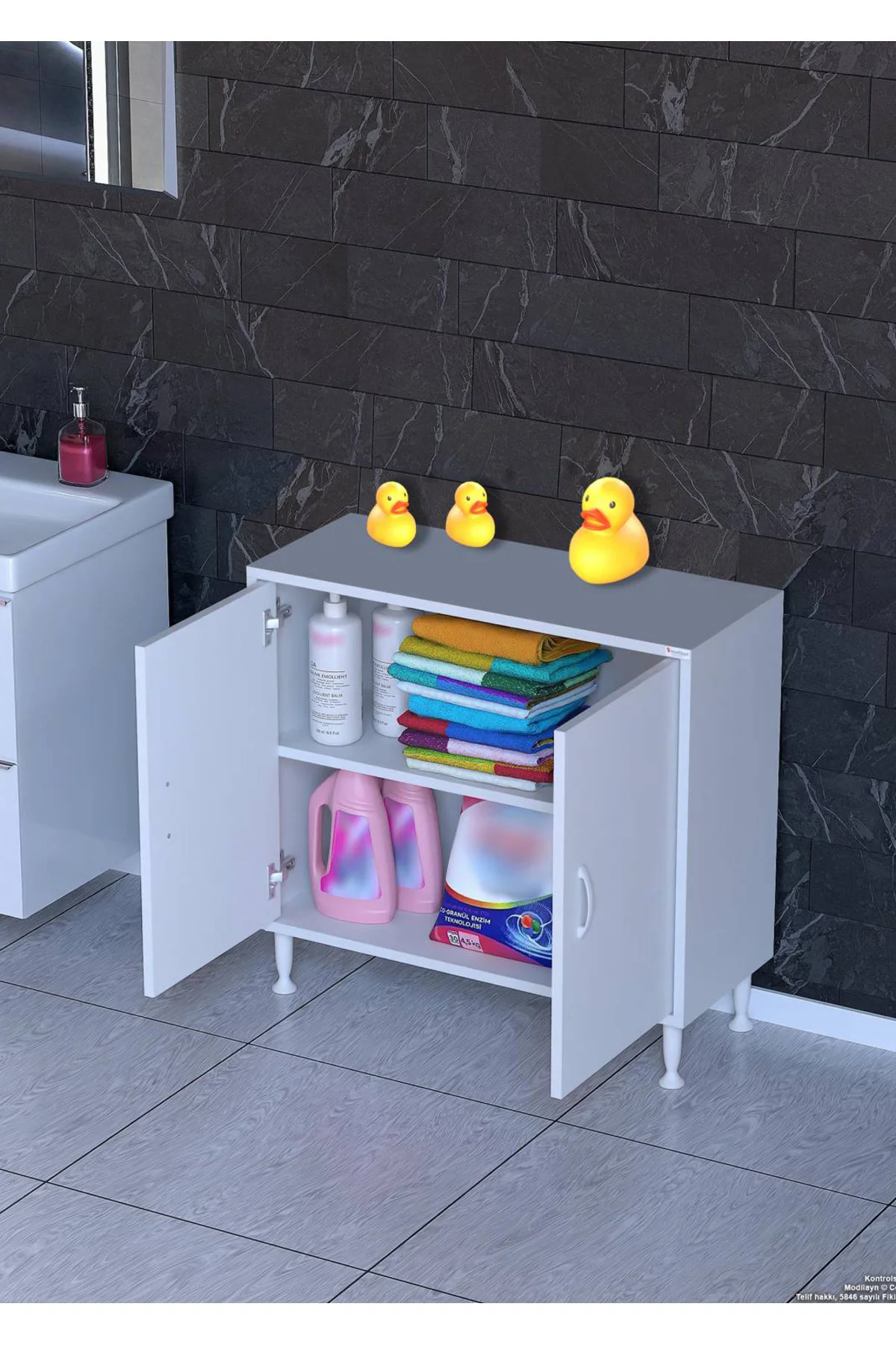 Arden 85 cm Beyaz 2 Bölmeli Banyo Düzenleyici Dolap 1 Raflı Çok A