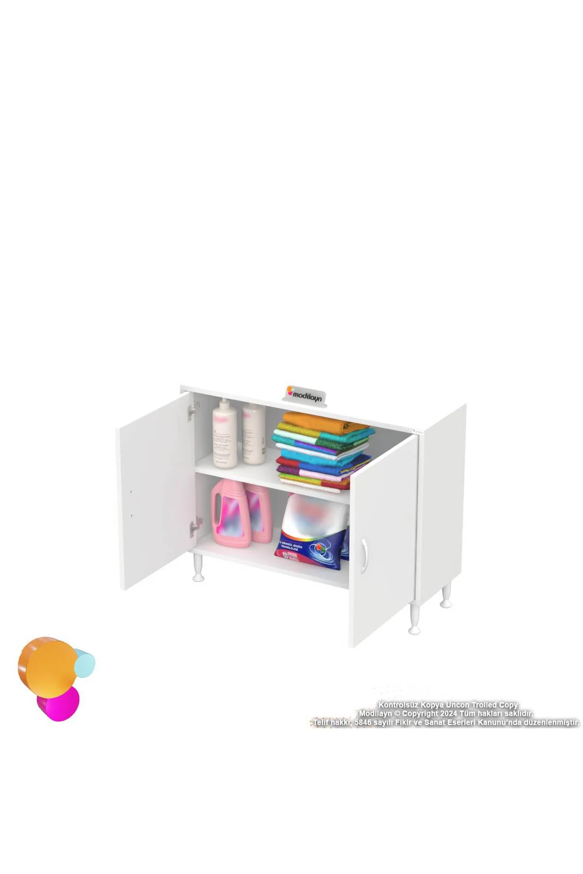 Arden 95 cm Beyaz 2 Bölmeli Banyo Düzenleyici Dolap 1 Raflı Çok A Arden 95 cm Beyaz 2 Bölmeli Banyo Düzenleyici Dolap 1 Raflı Çok A