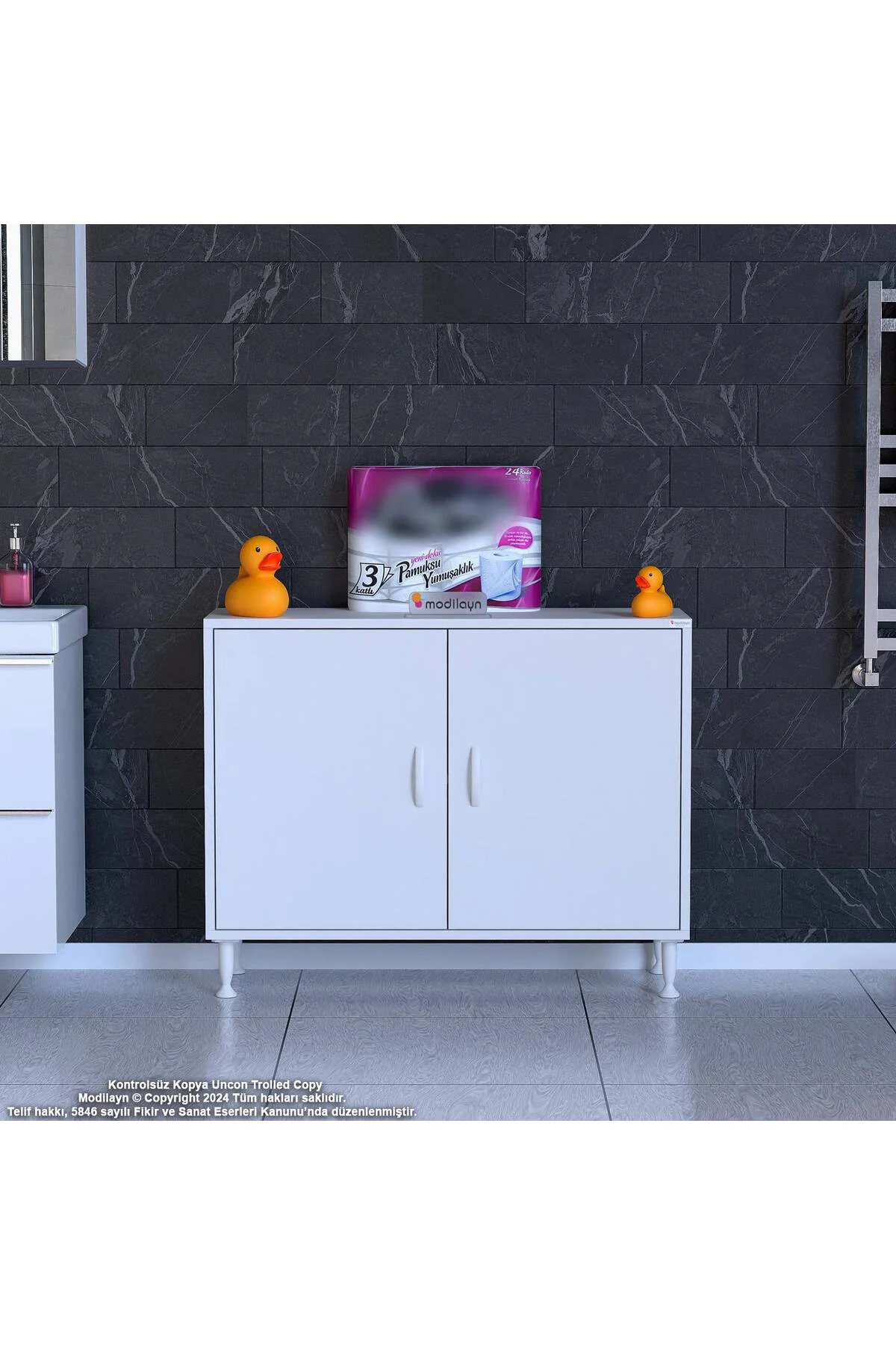 Arden 95 cm Beyaz 2 Bölmeli Banyo Düzenleyici Dolap 1 Raflı Çok A Arden 95 cm Beyaz 2 Bölmeli Banyo Düzenleyici Dolap 1 Raflı Çok A