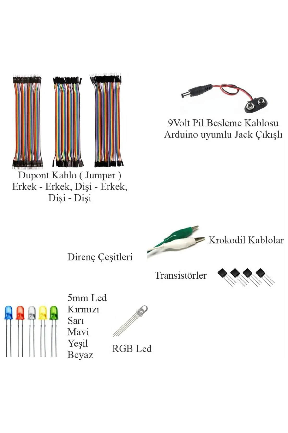 Arduino ile Uyumlu Öğreniyorum Seti - UNO R3 (CH340 Çip) - 46 Çeş