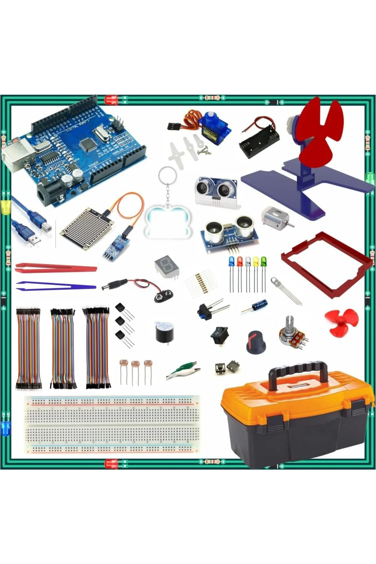 Arduino ile Uyumlu Öğreniyorum Seti - UNO R3 (CH340 Çip) - 46 Çeş