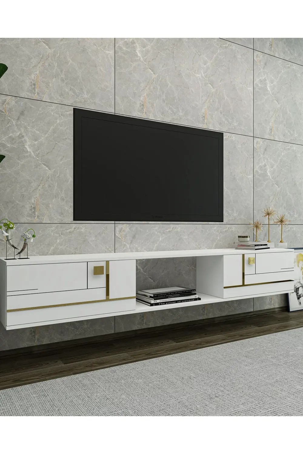 AREDAMCT DUVARA MONTAJ TV SEHPASI BEYAZ-ALTIN