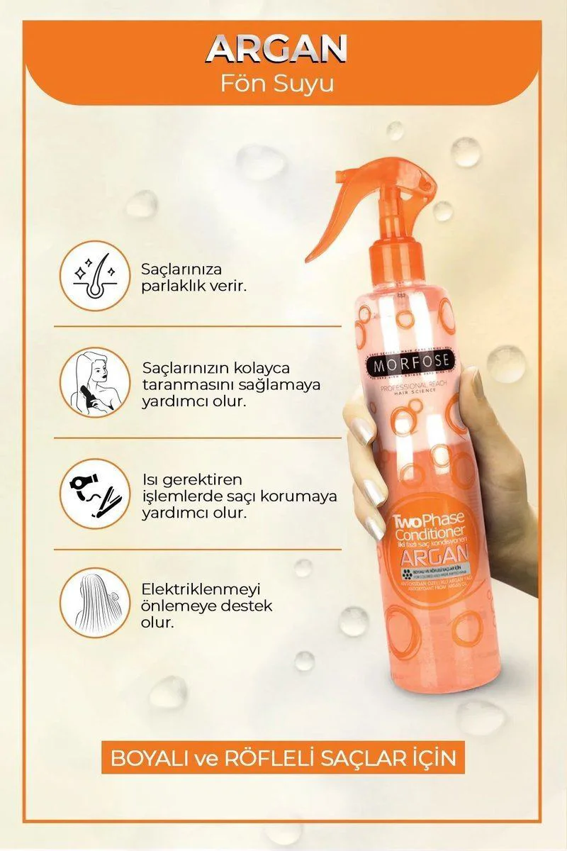 Argan Çift Fazlı Kondisyoner Fön Suyu 400 ML – Isı Korumalı Saç Bakımı Fiyatı, Yorumları ve Özellikleri