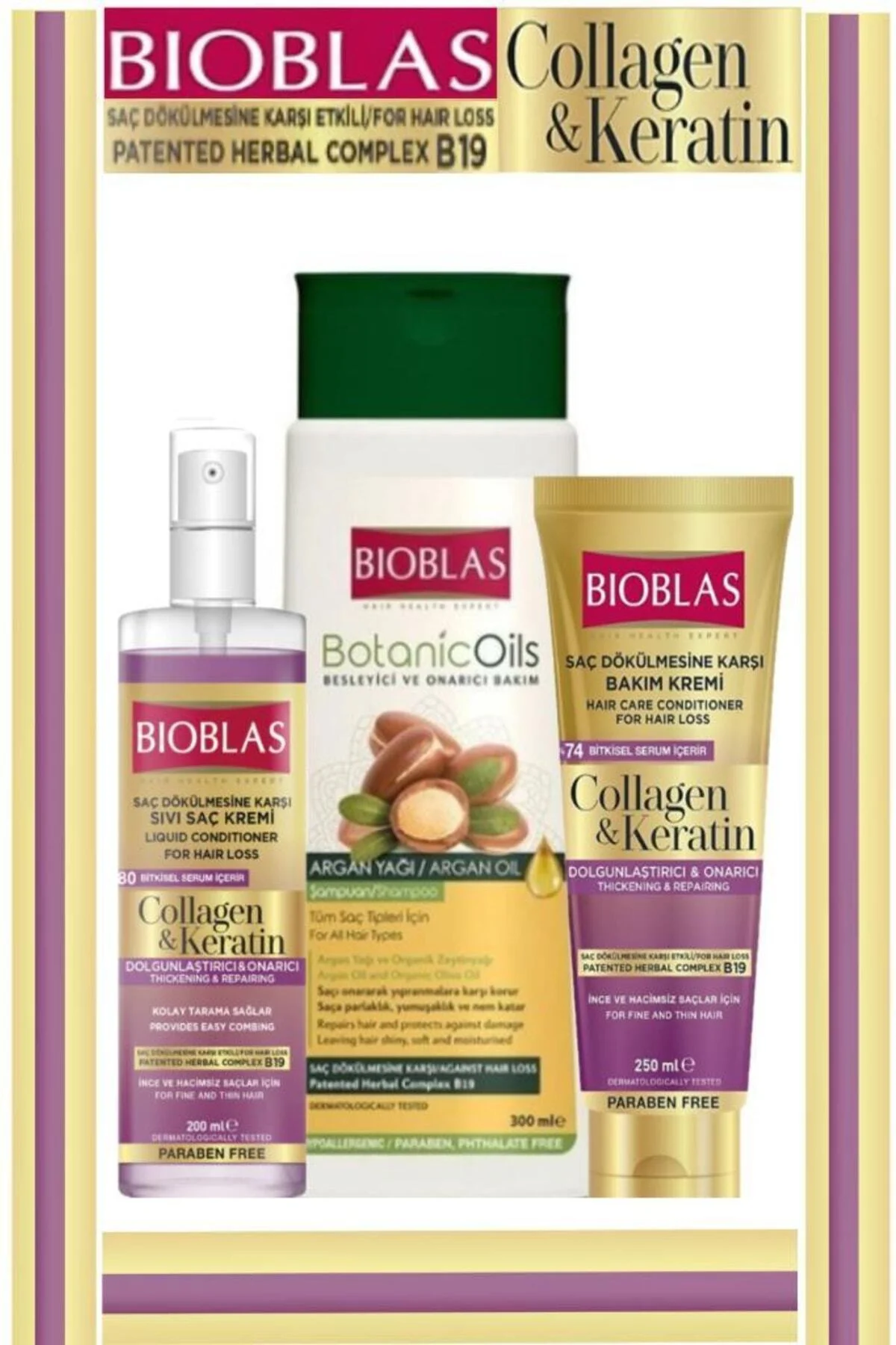 Argan Yağlı Şampuan&collagen&keratin 3'lü Saç Bakım Seti