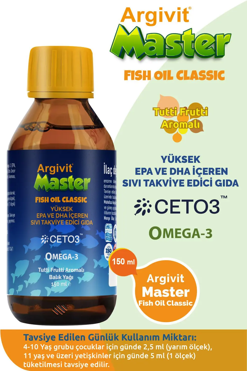 Argivit Master Fish Oil Epa Ve Dha Içeren Balık Yağı 150ml