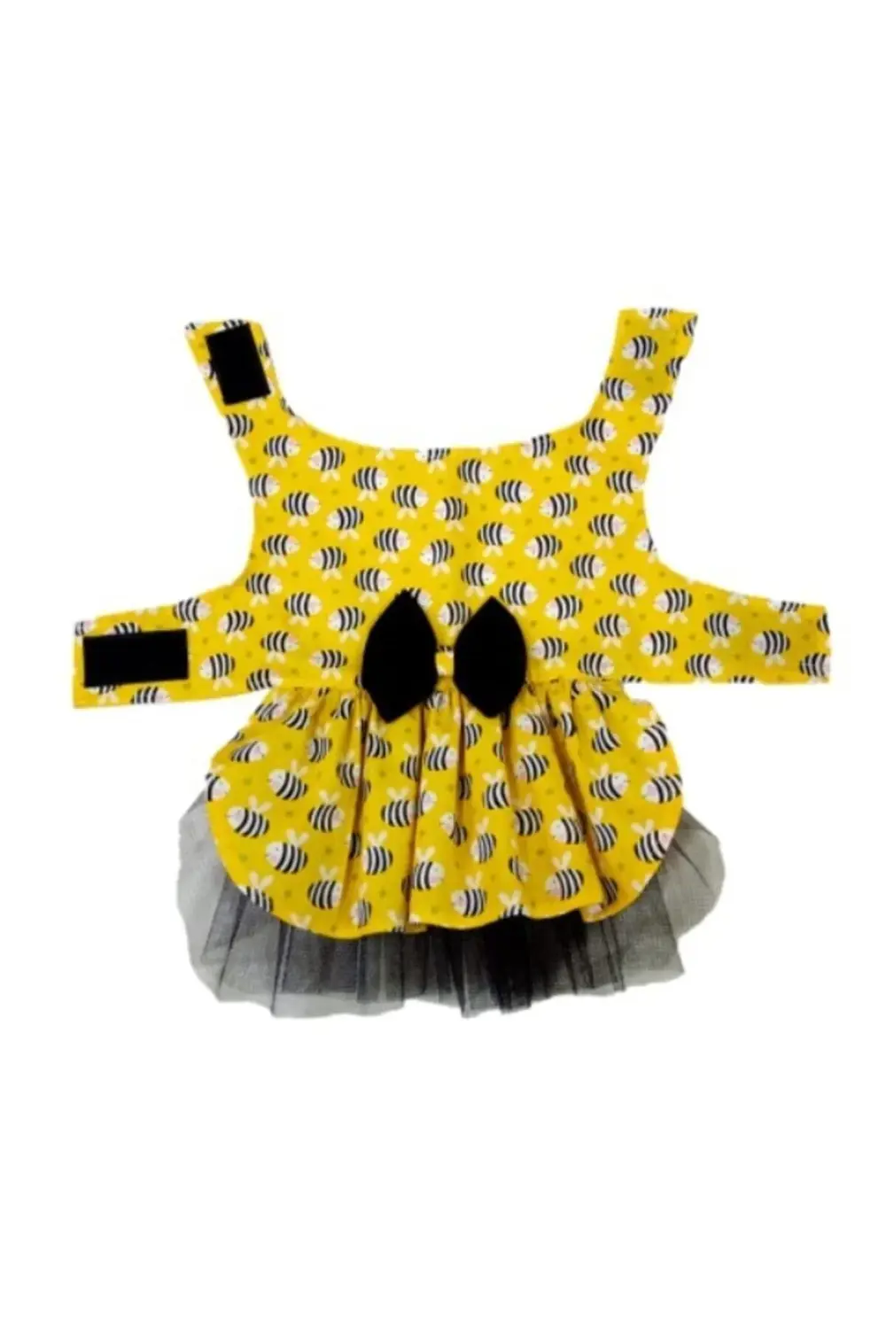 Arı Desenli Sarı Kedi Köpek Kıyafeti Elbisesi