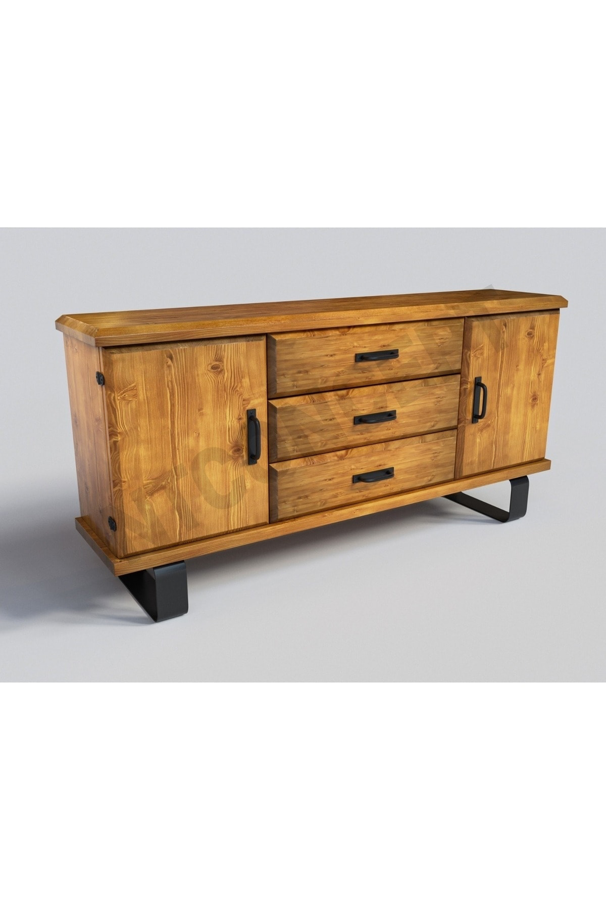 Nt Concept Ari Doğal Ahşap Kapaklı Çekmeceli Konsol Uzunluk 200Cm-Derinlik 4