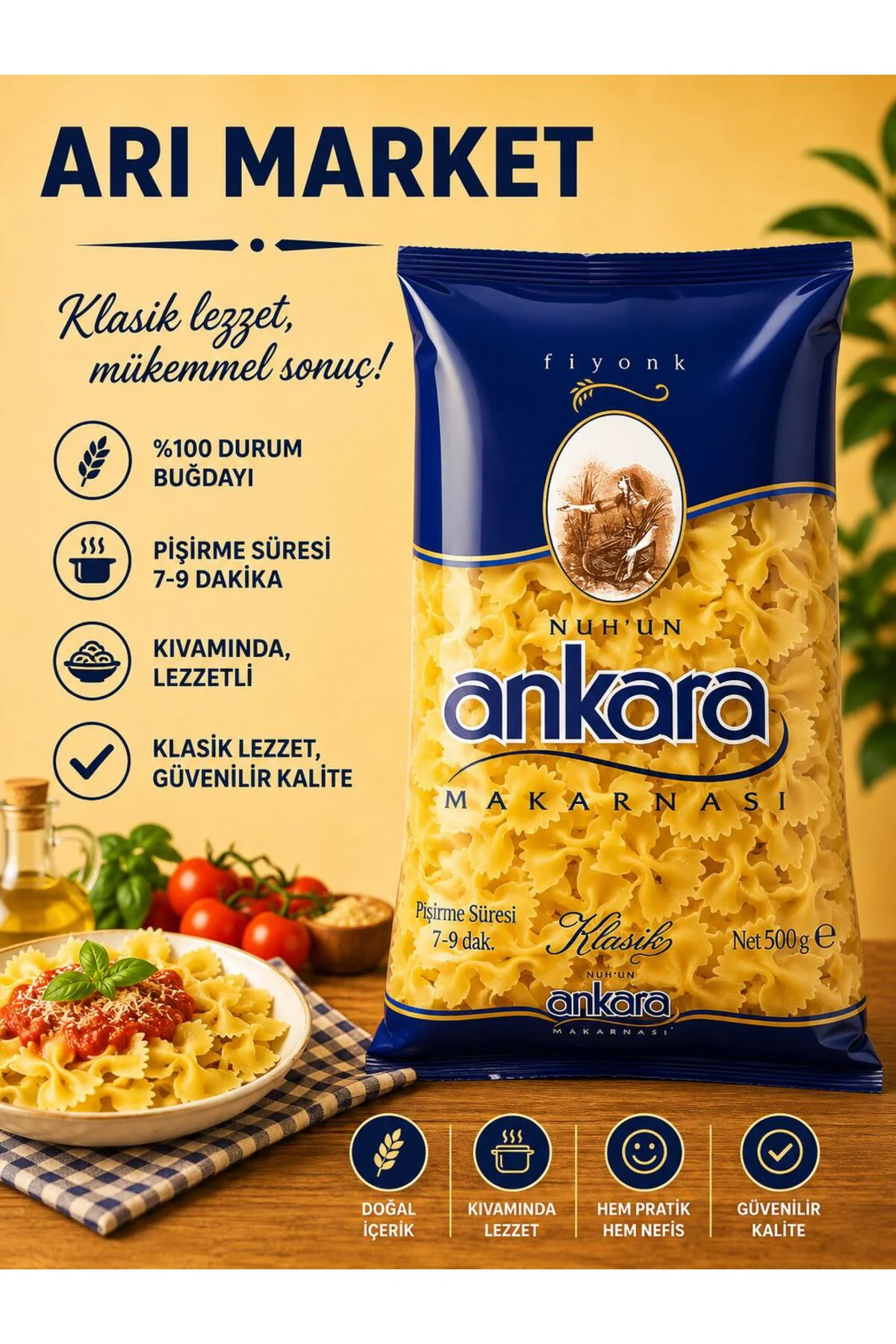 Arı Gıda Ankara Makarna Fiyonk 500 Gr