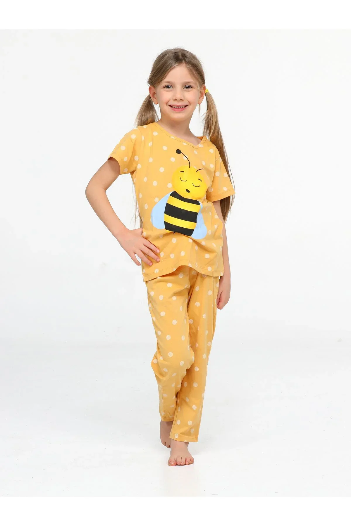 Arı Puanlı Kız Çocuk Pijama Takım - Görsel 2