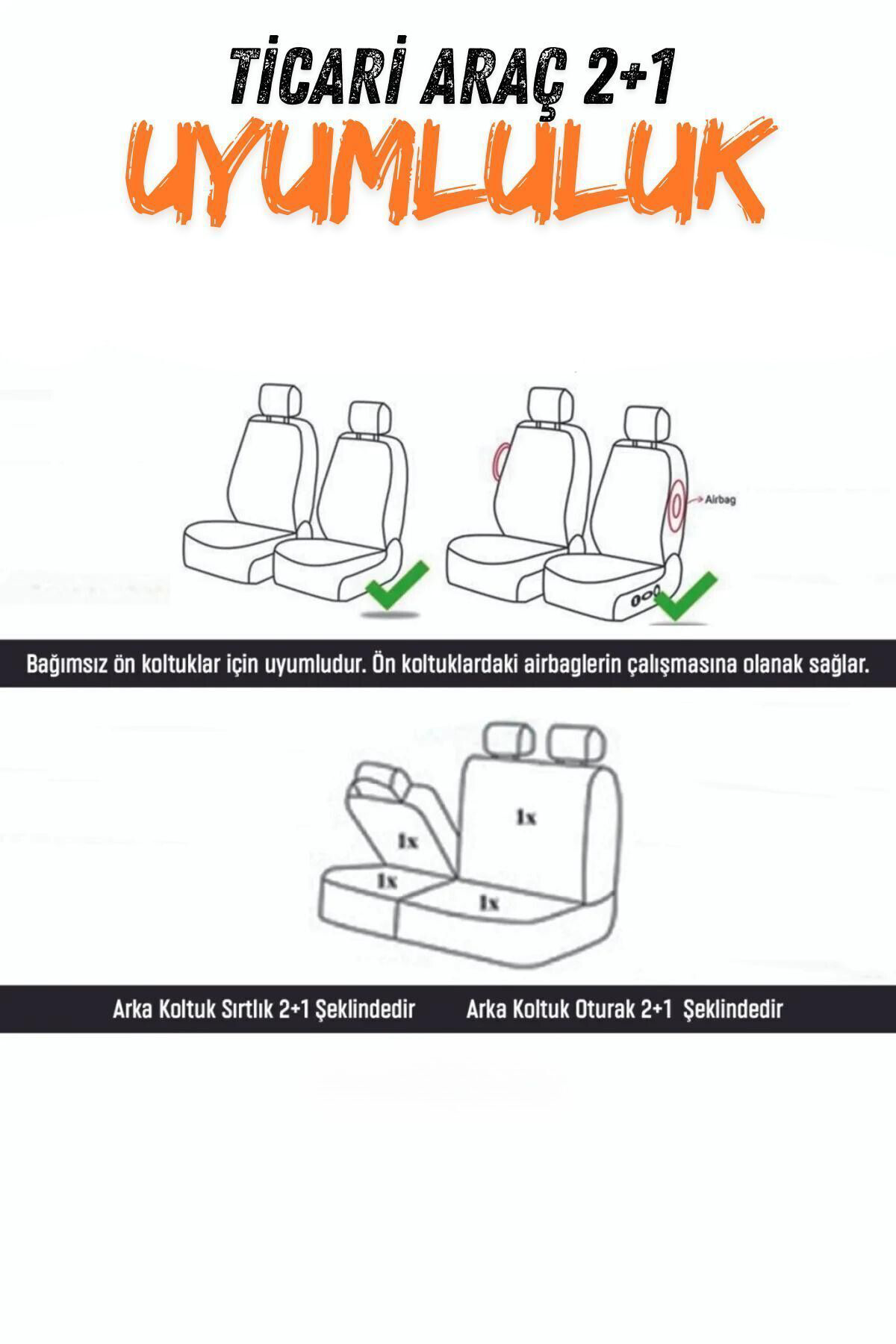 ARI Serisi Siyah Sarı Ticari 2+1 Modüler Oto Koltuk Kılıfı Seti -