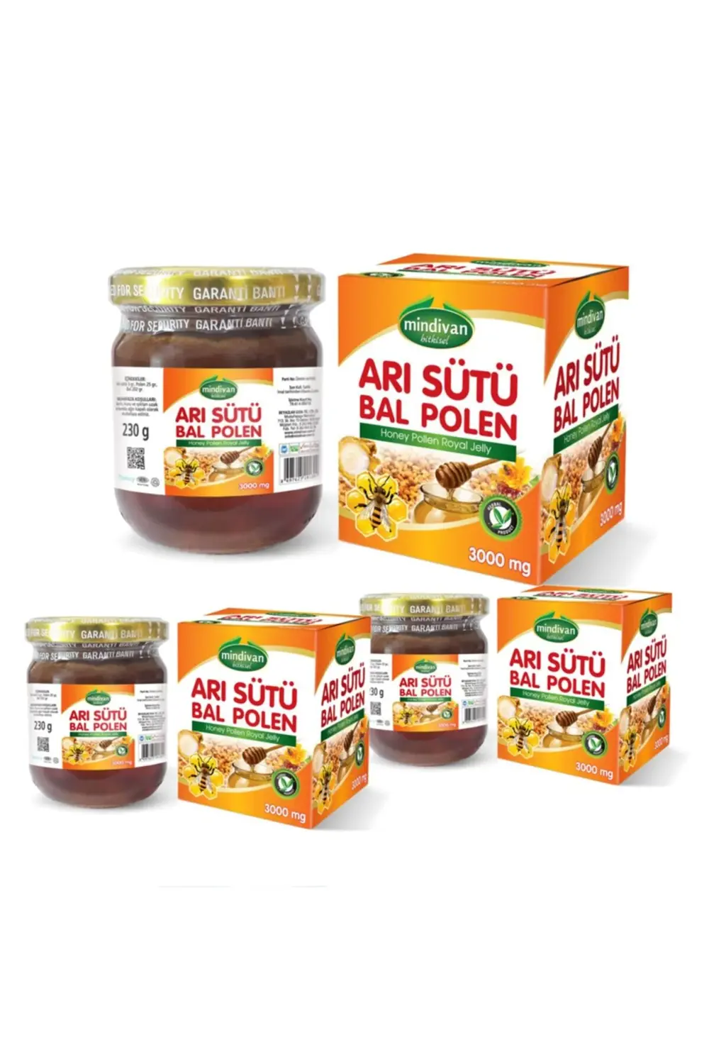 Mindivan Arı Sütü Bal Polen (Bebe) X 3 Adet