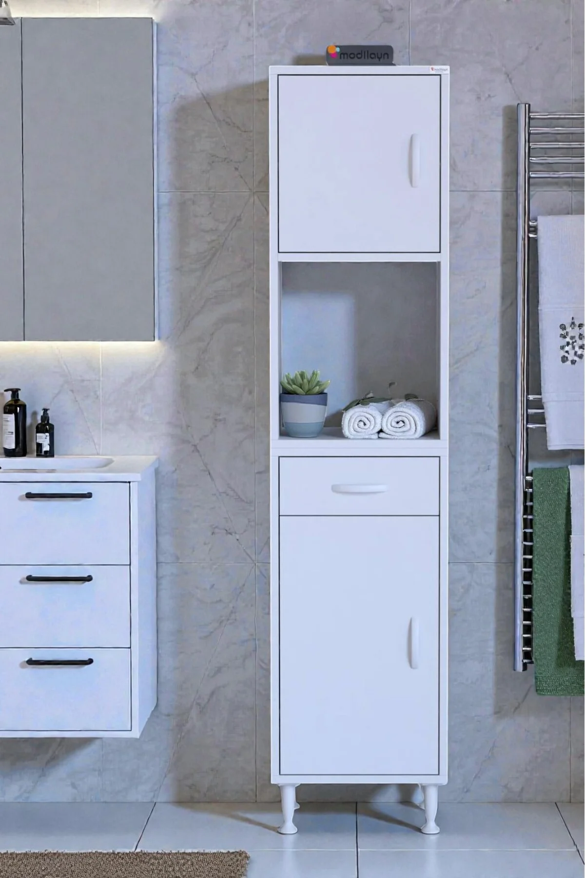 Aria 2 Kapak 4 Raflı 40 cm Beyaz Dolap 40x173x32,5 cm Boyutlarınd Aria 2 Kapak 4 Raflı 40 cm Beyaz Dolap 40x173x32,5 cm Boyutlarınd