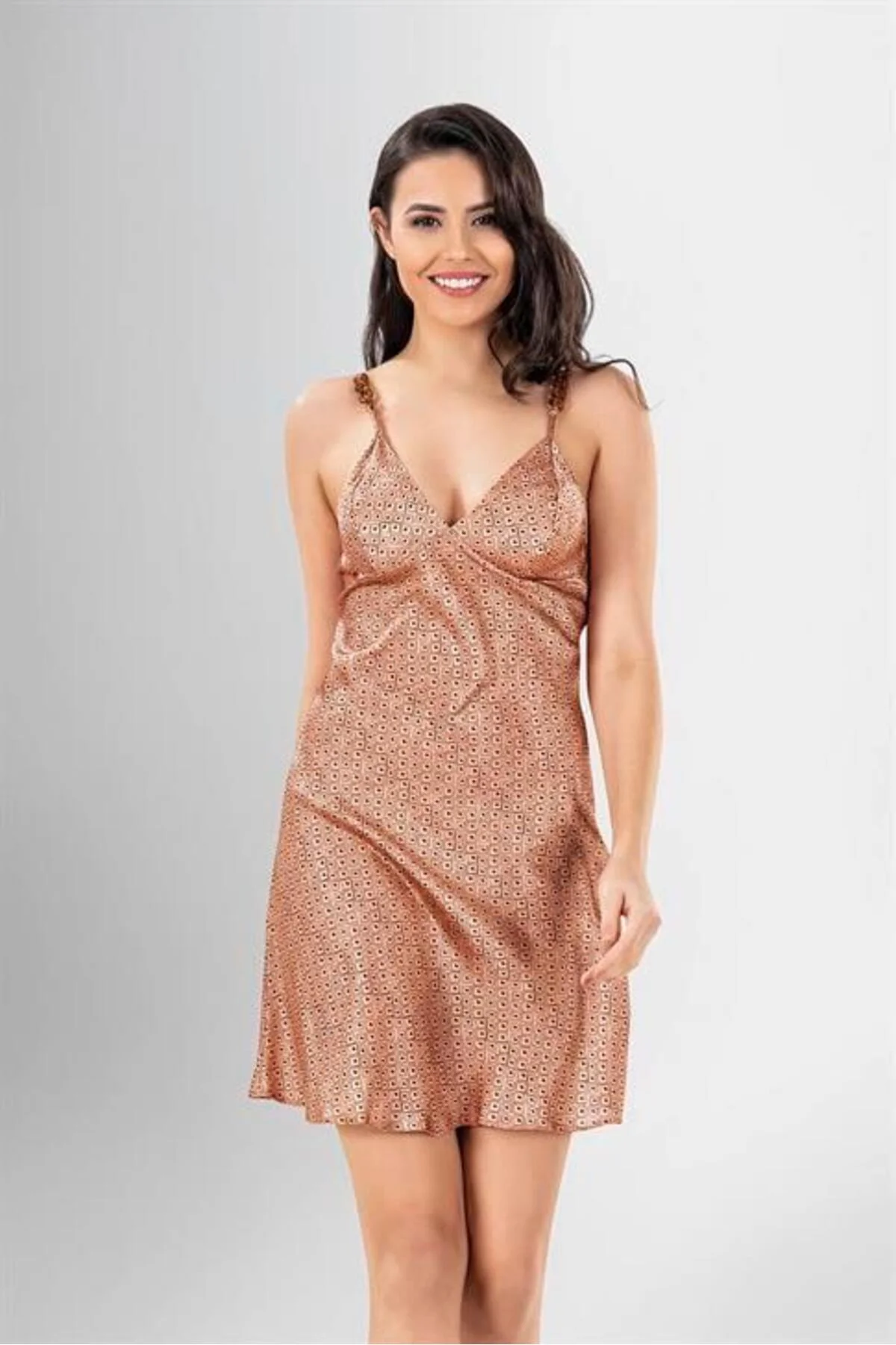 Arias Closet 2 li Kısa Sabahlık Takımı Desenli