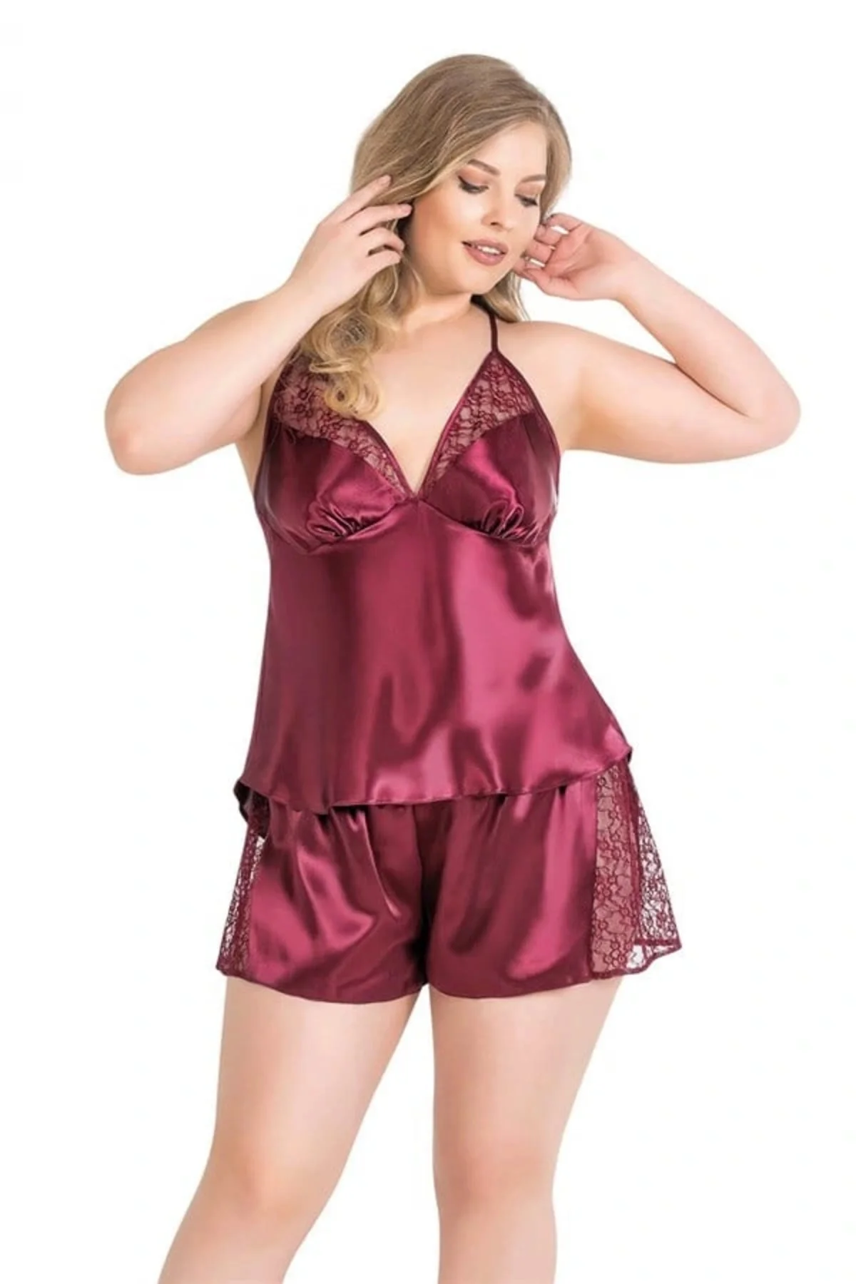 Arias Closet Büyük Beden Bordo Saten Babydoll Şort Takımı Fiyatı, Yorumları ve Özellikleri
