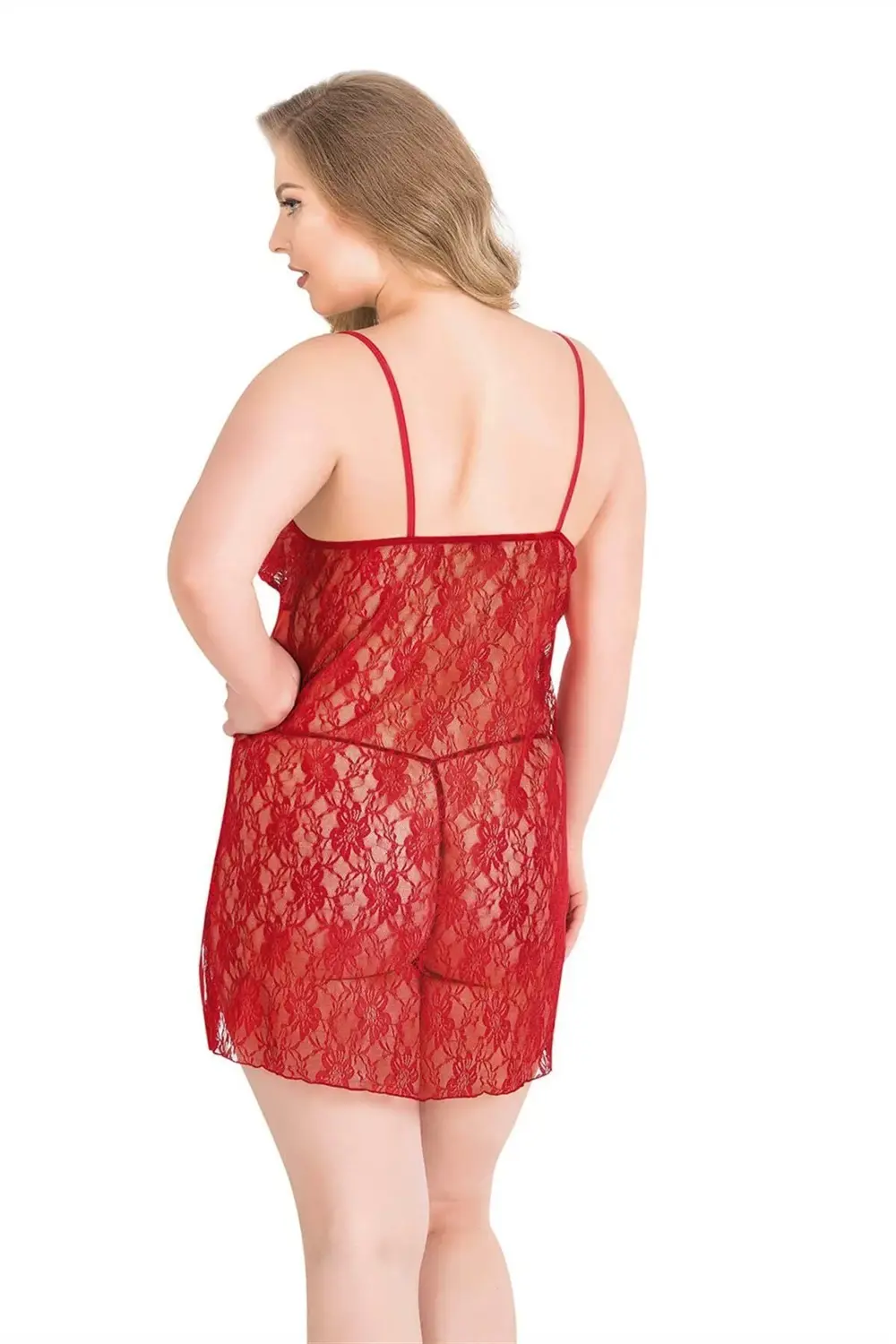 Arias Closet Büyük Beden Kırmızı Kısa Tül Gecelik