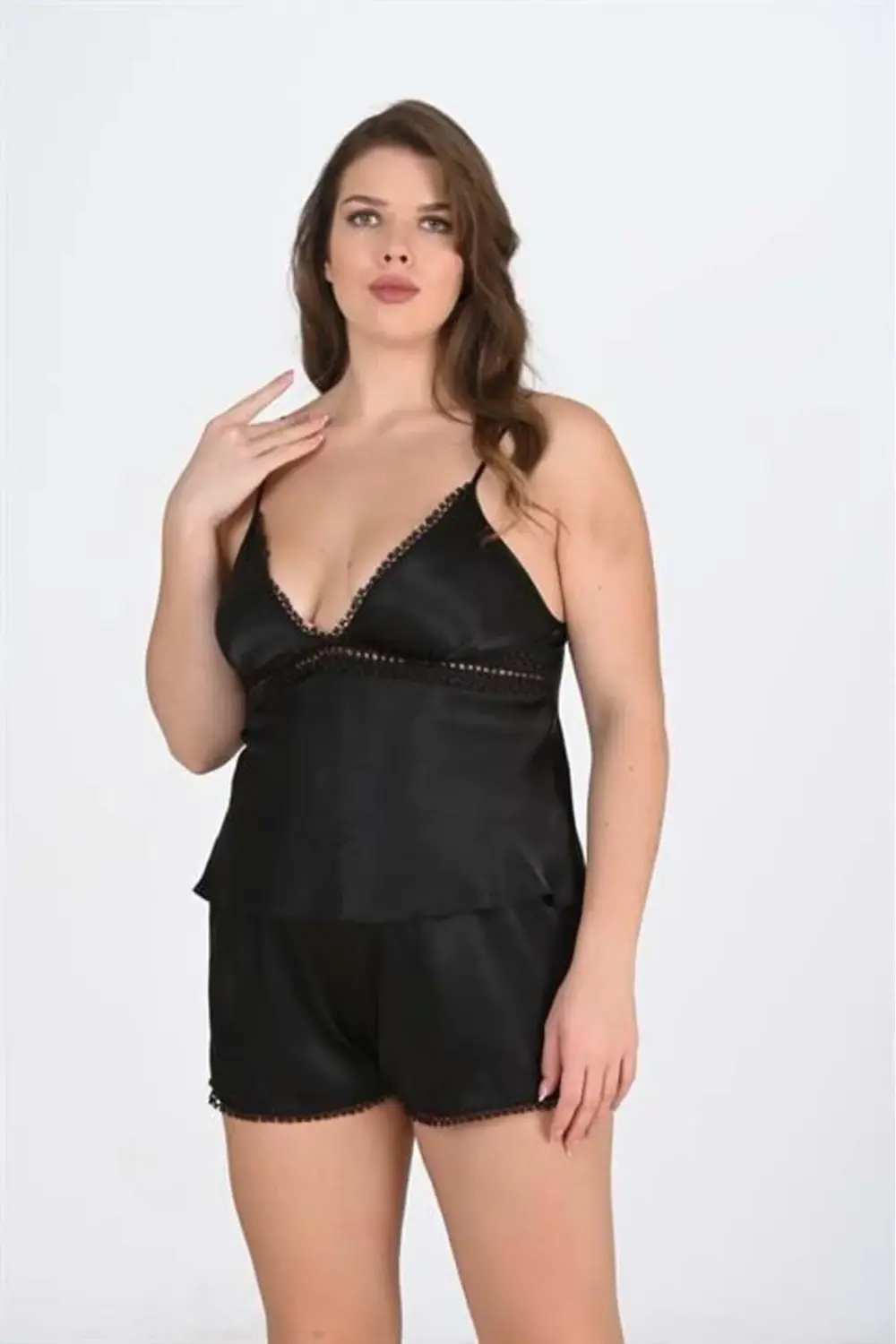 Arias Closet Büyük Beden Siyah Şort Takımı