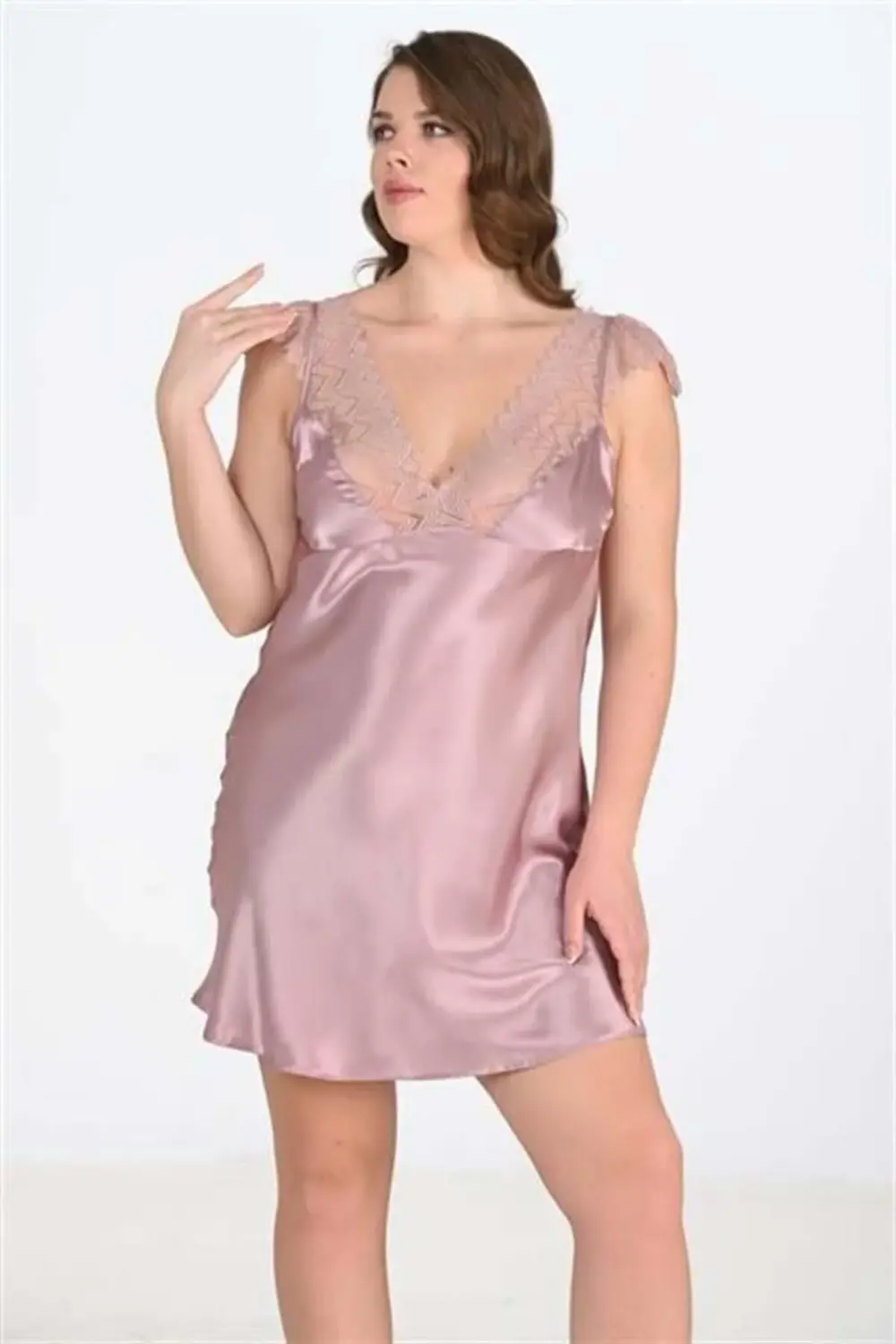 Arias Closet Büyük Beden Vizon Gecelik 2106