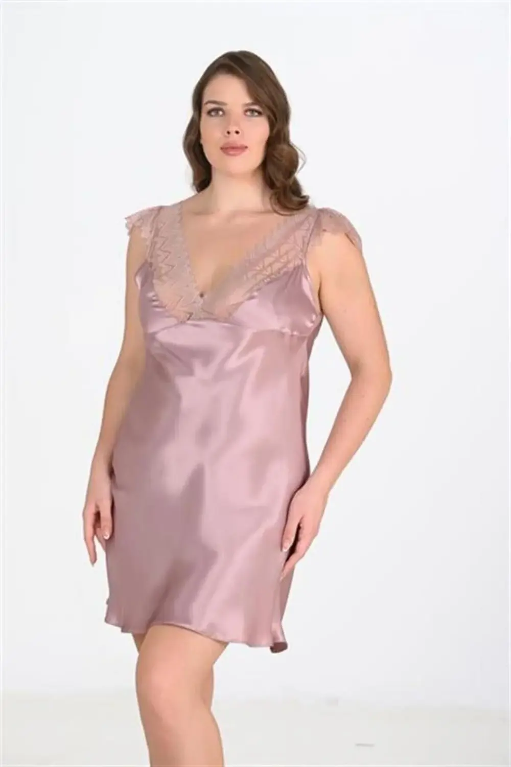 Arias Closet Büyük Beden Vizon Gecelik 2106