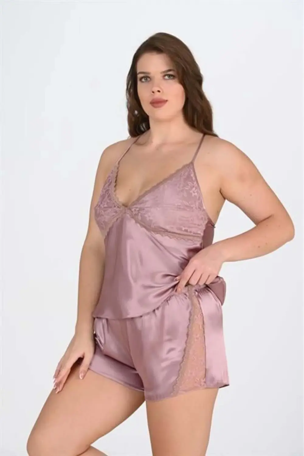 Arias Closet Büyük Beden Vizon Şort Takımı