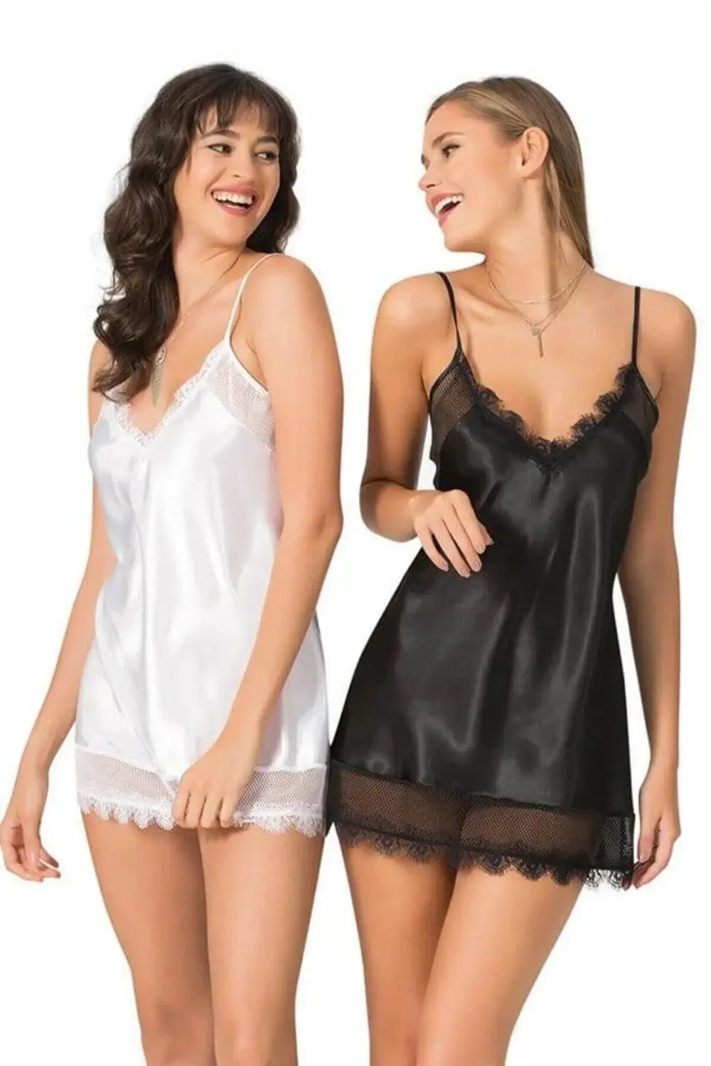 Arias Closet Ekru Kısa Saten Gecelik