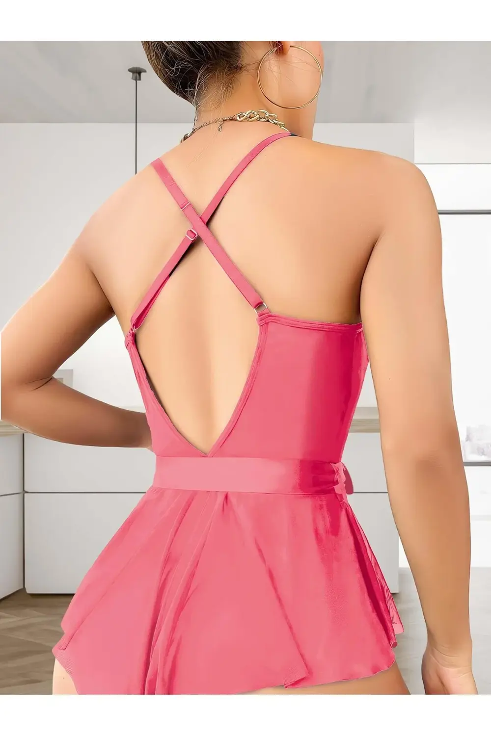 Arias Closet Gül Kurusu Dantel İşlemeli Kurdelalı Fantezi Tül Bab