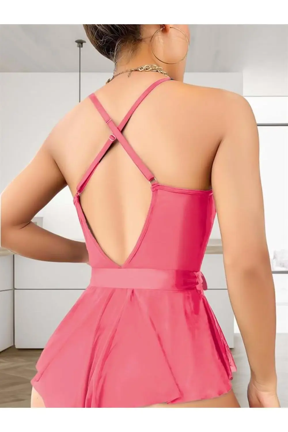 Arias Closet Gül Kurusu Dantel İşlemeli Kurdelalı Fantezi Tül Bab