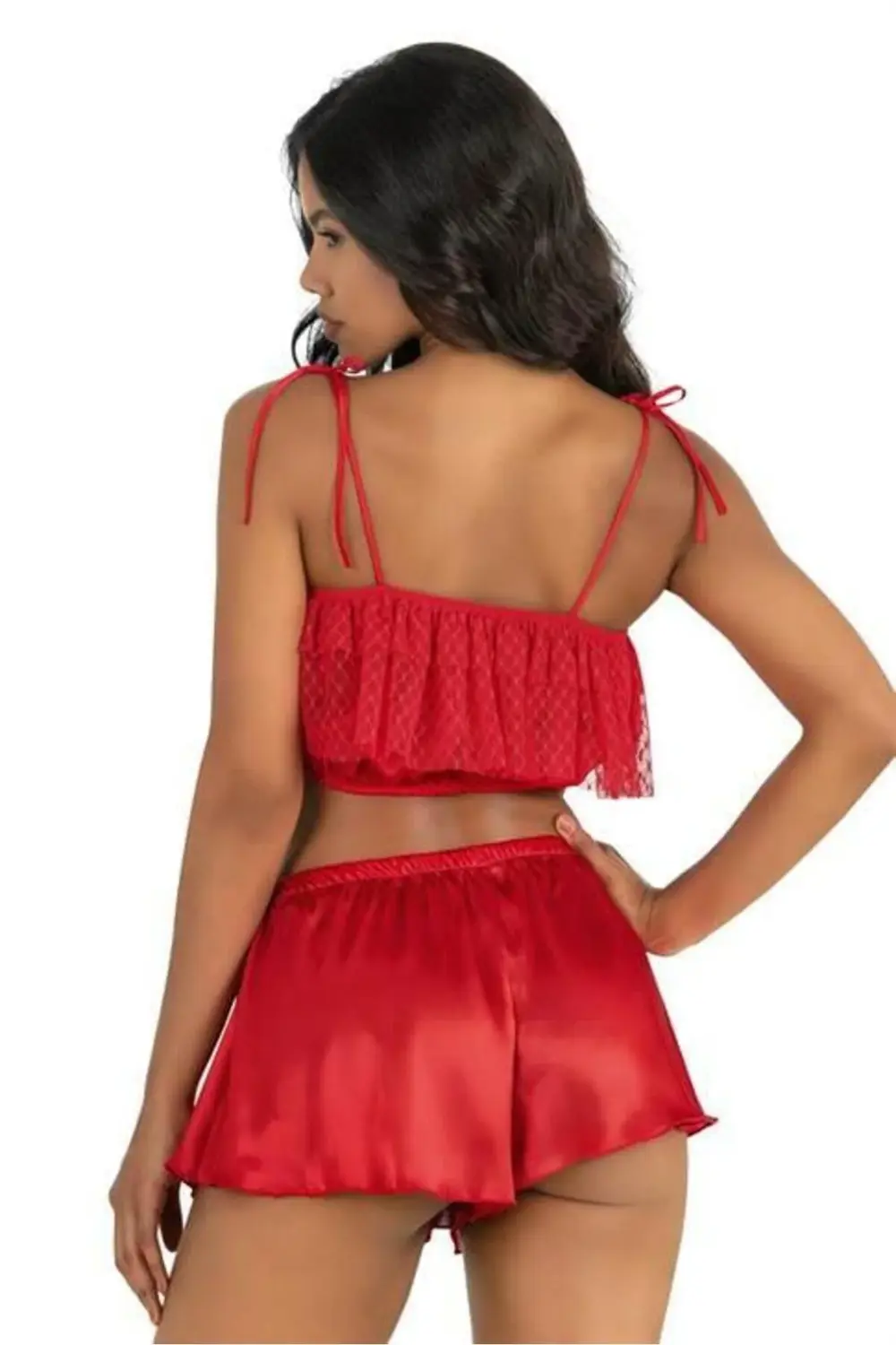 Arias Closet Kırmızı Saten Şort Takımı 9206