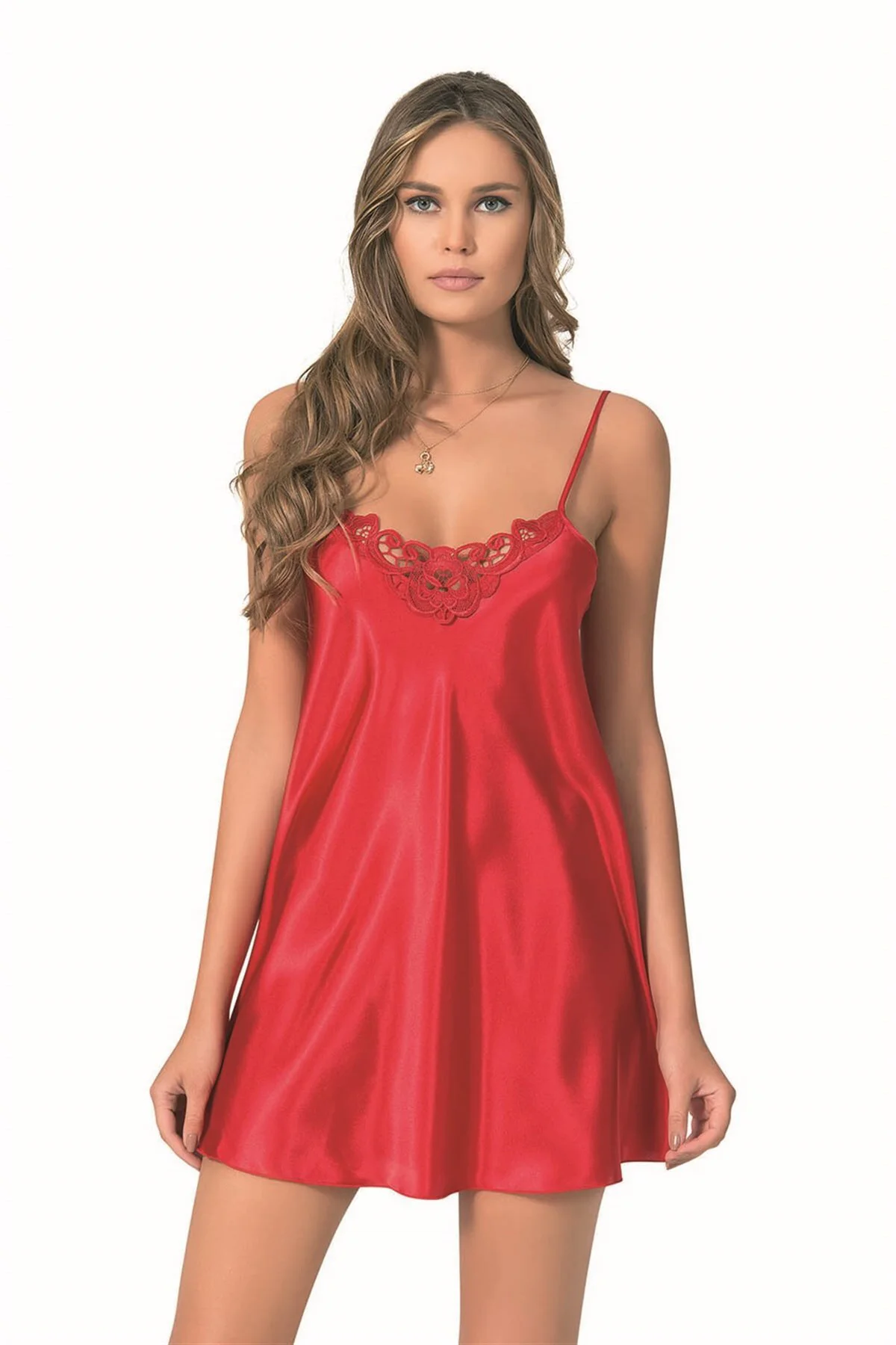 Arias Closet Kırmızı Kısa Saten Gecelik OZN-12886 Arias Closet Kırmızı Kısa Saten Gecelik OZN-12886