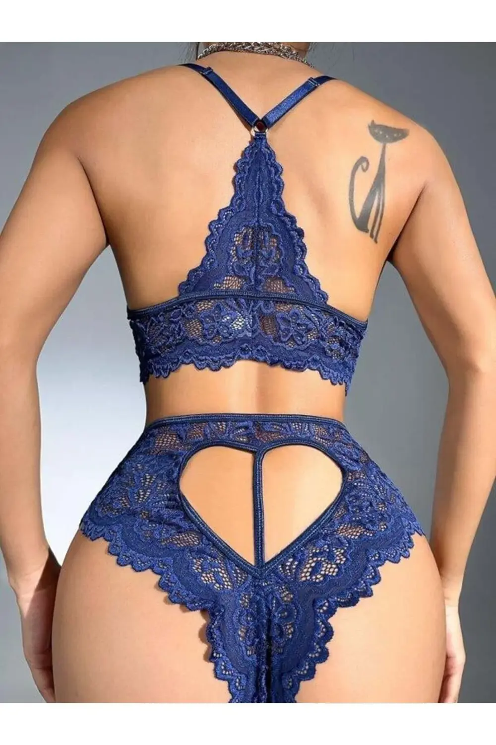 Arias Closet Lacivert Dantelli Fantezi Bralet Sütyen Takımı