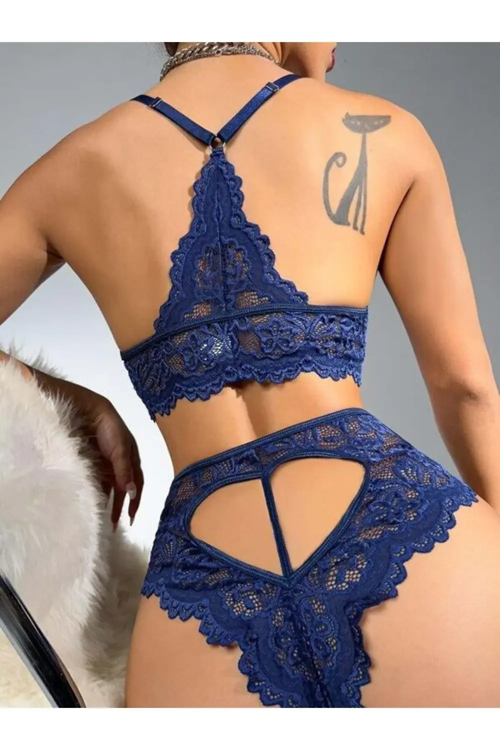 Arias Closet Lacivert Dantelli Fantezi Bralet Sütyen Takımı