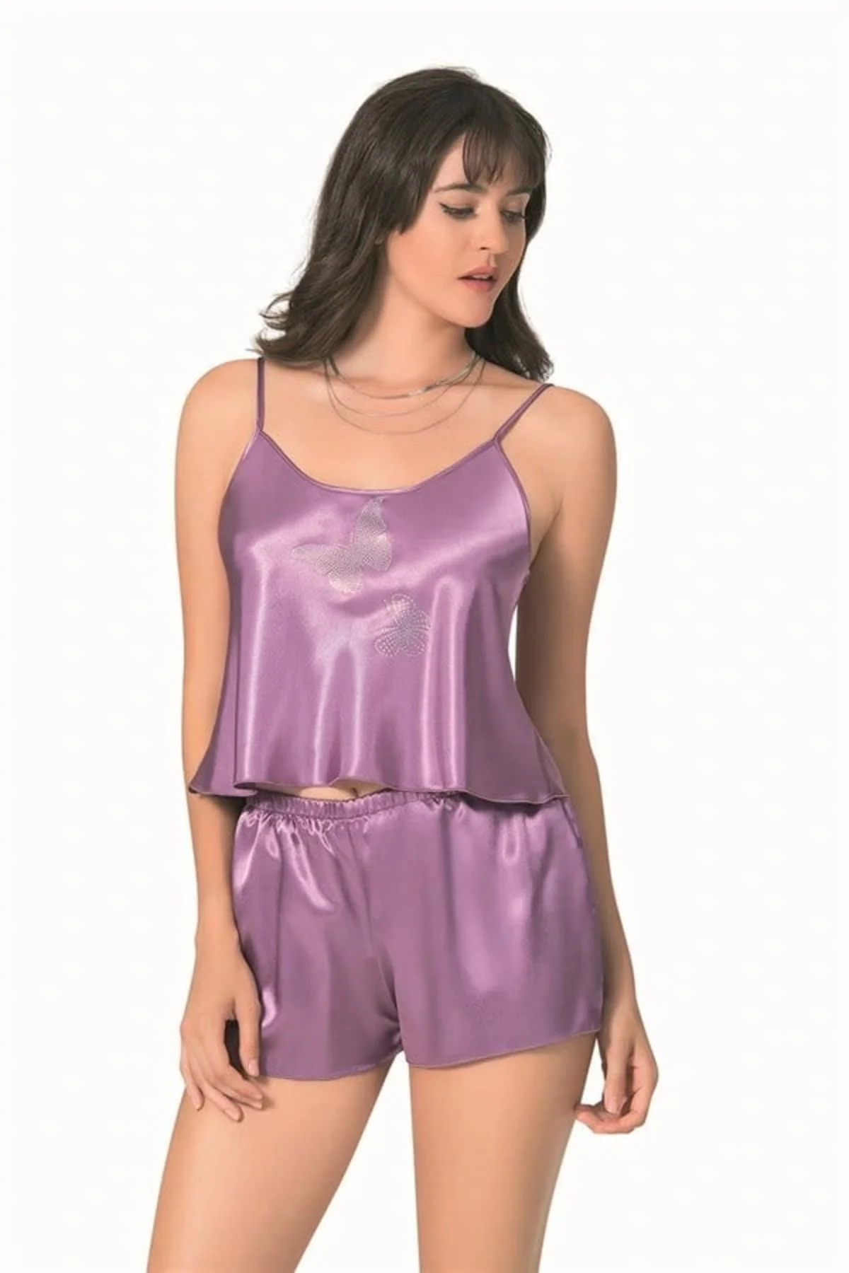 Arias Closet Lila Saten Babydoll Şort Takımı