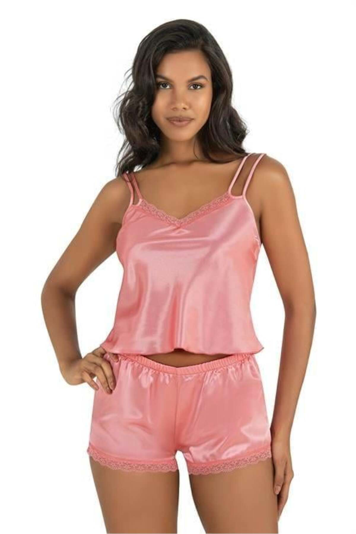 Aria's Closet Arias Closet Mercan Saten Şort Takımı 9210