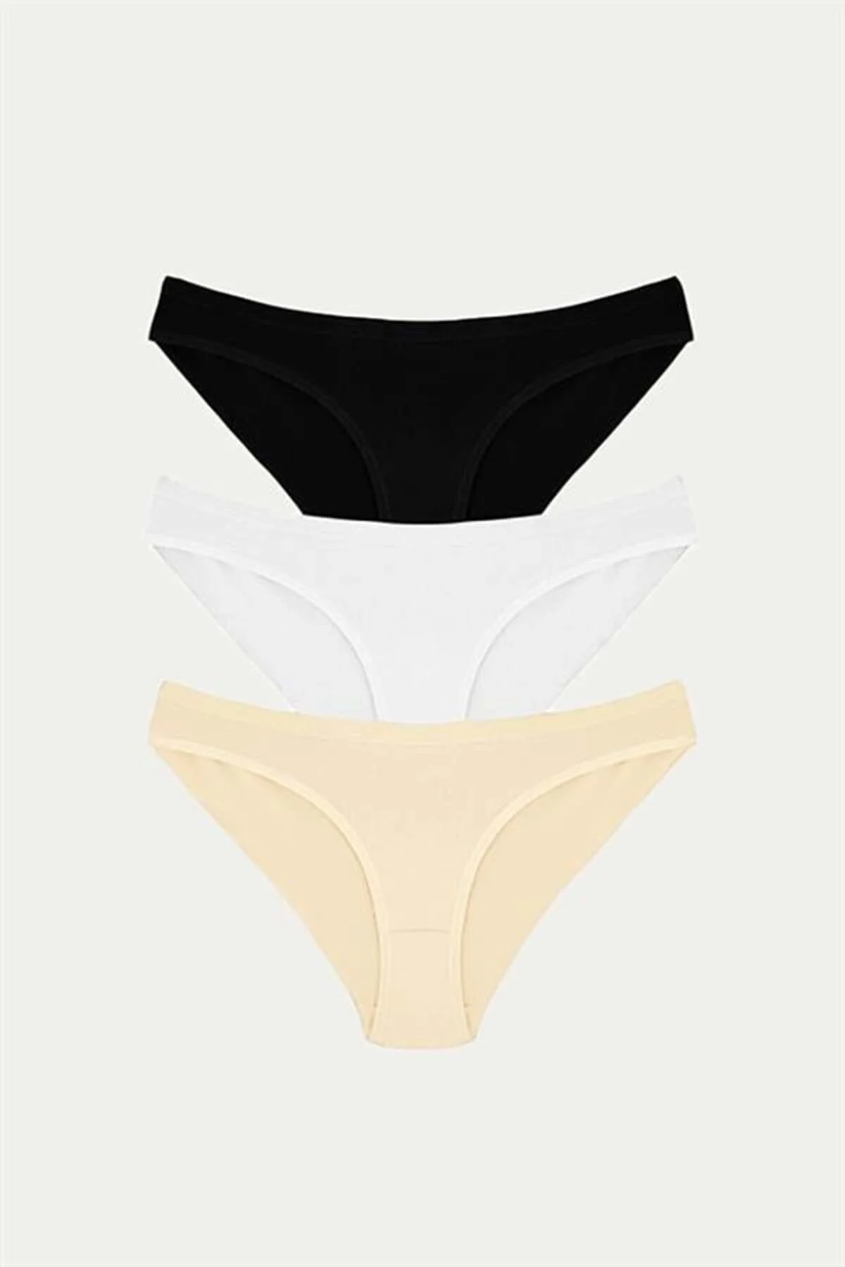 Arias Closet Pamuklu Siyah Beyaz Ten Rengi 3'lü Külot