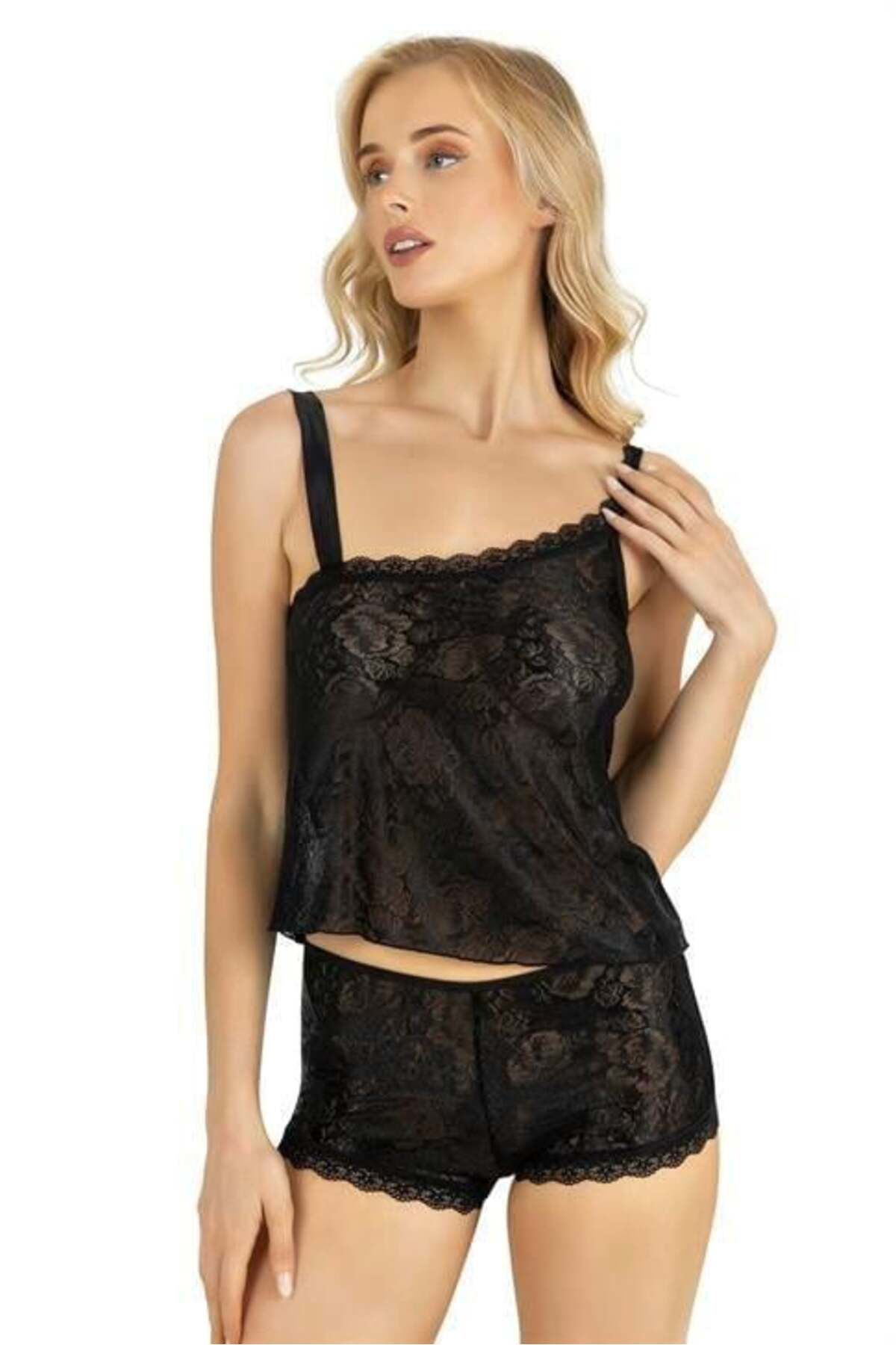 Aria's Closet Arias Closet Siyah Saten Şort Takimi 9220 Ozn-22603