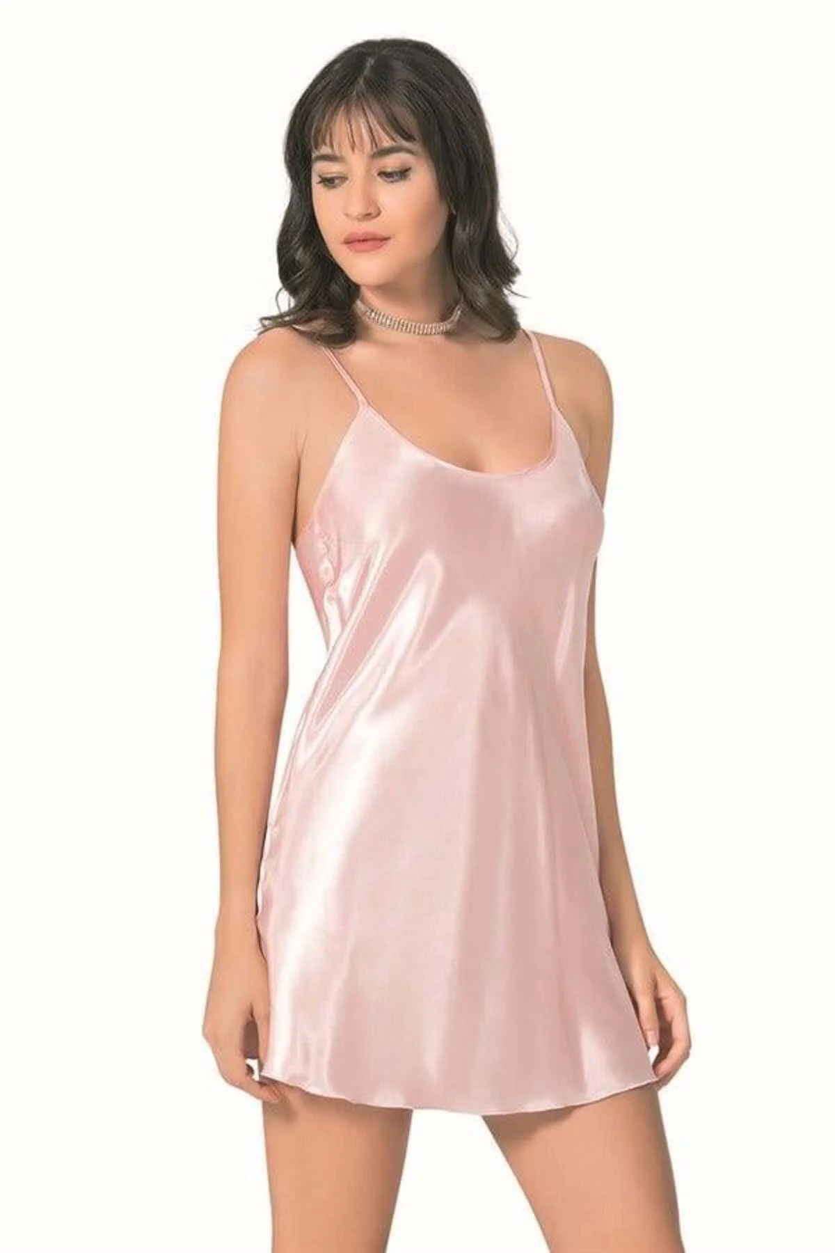 Arias Closet Somon Kısa Saten Gecelik Arias Closet Somon Kısa Saten Gecelik