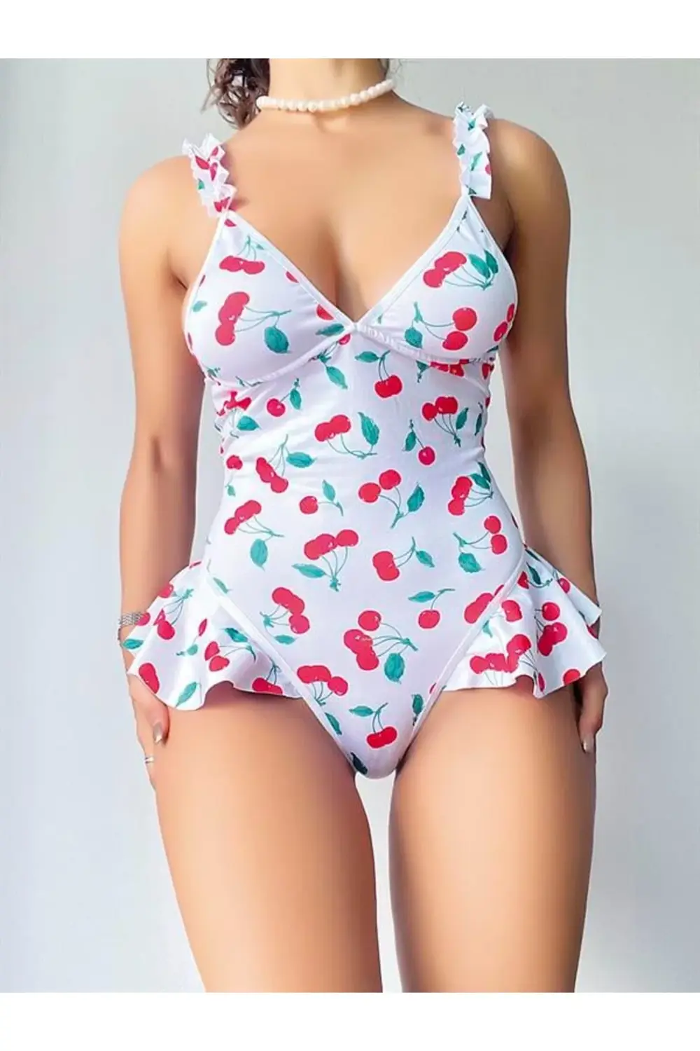 Arias Closet Vişne Desenli Fantezi Body