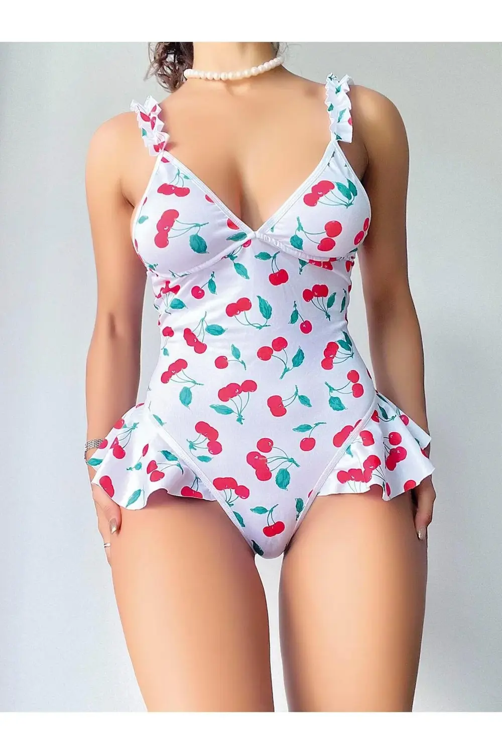 Arias Closet Vişne Desenli Fantezi Body