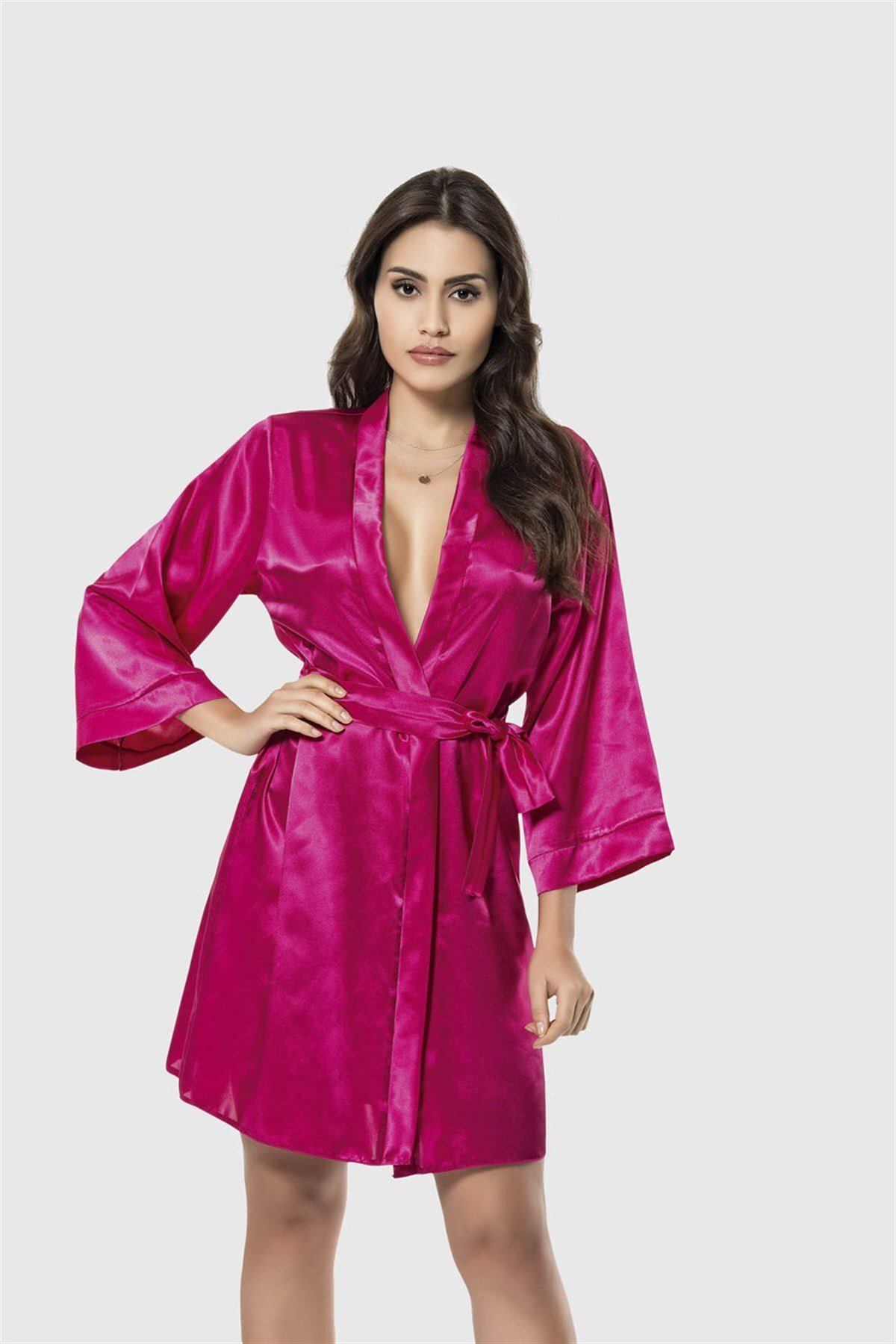 Aria's Closet Arias Closet Vişne Kisa Saten Sabahlik Ozn-12538