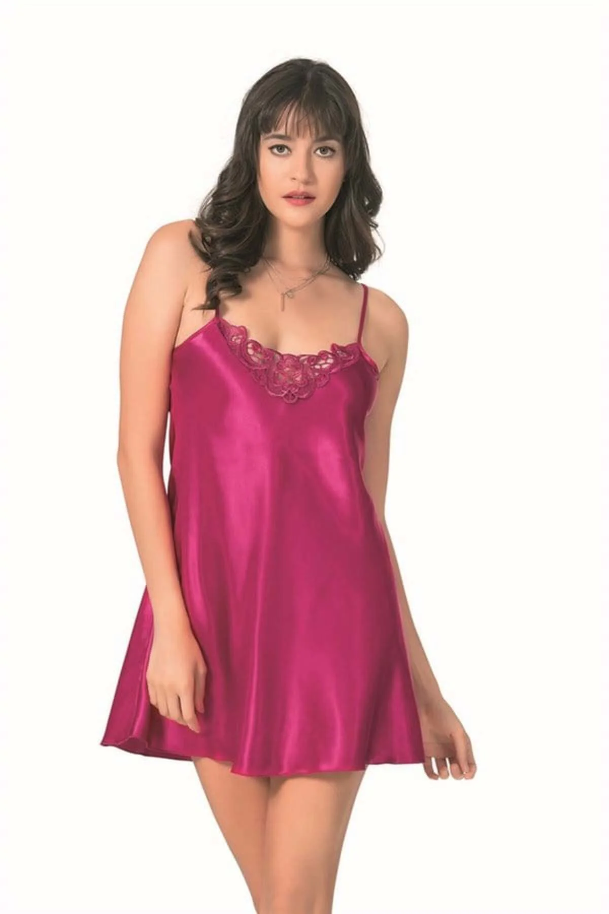 Arias Closet Vişne Kısa Saten Gecelik