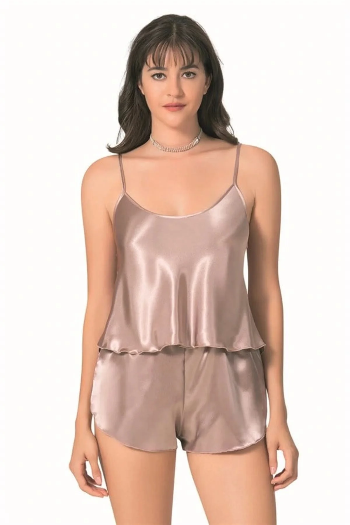 Arias Closet Vizon Saten Babydoll Şort Takımı Arias Closet Vizon Saten Babydoll Şort Takımı