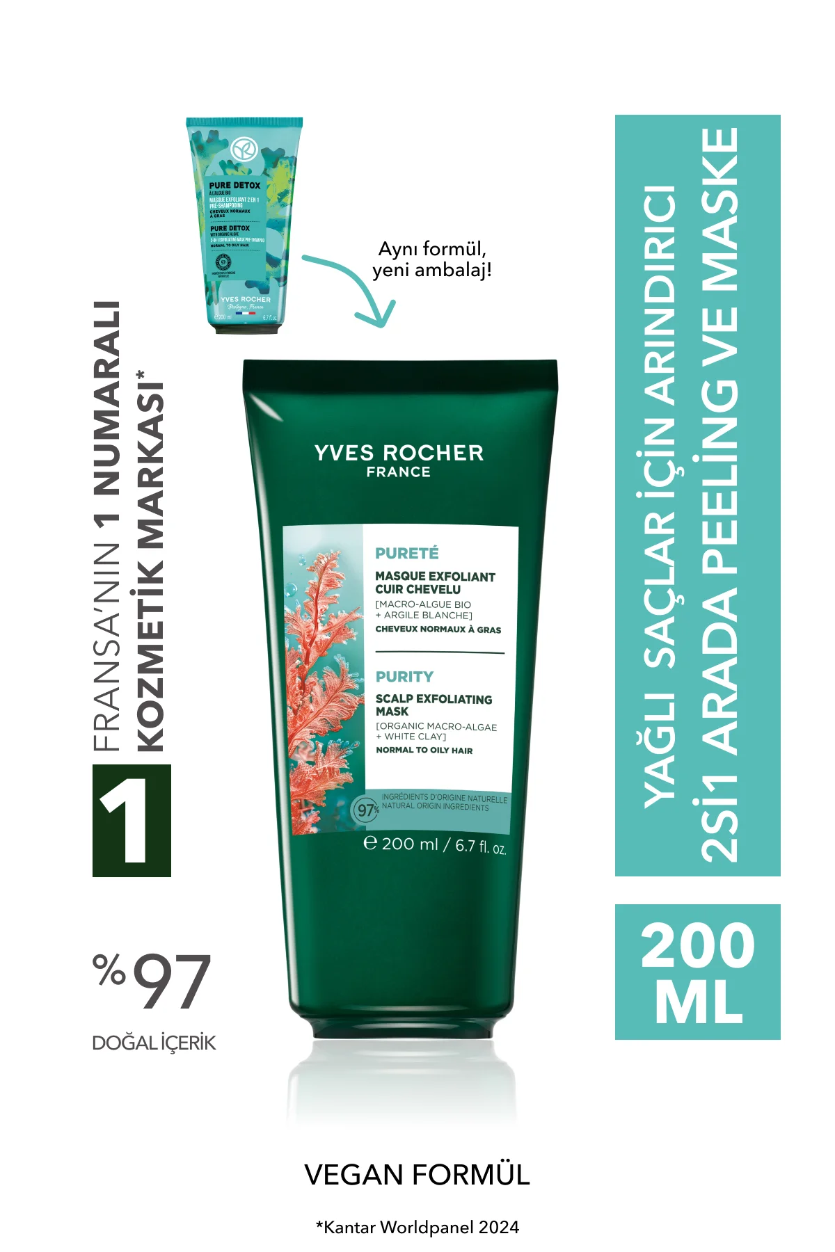 Arındırıcı 2si1 Arada Peeling ve Maske - Yağlı Saçlar / Purete - 