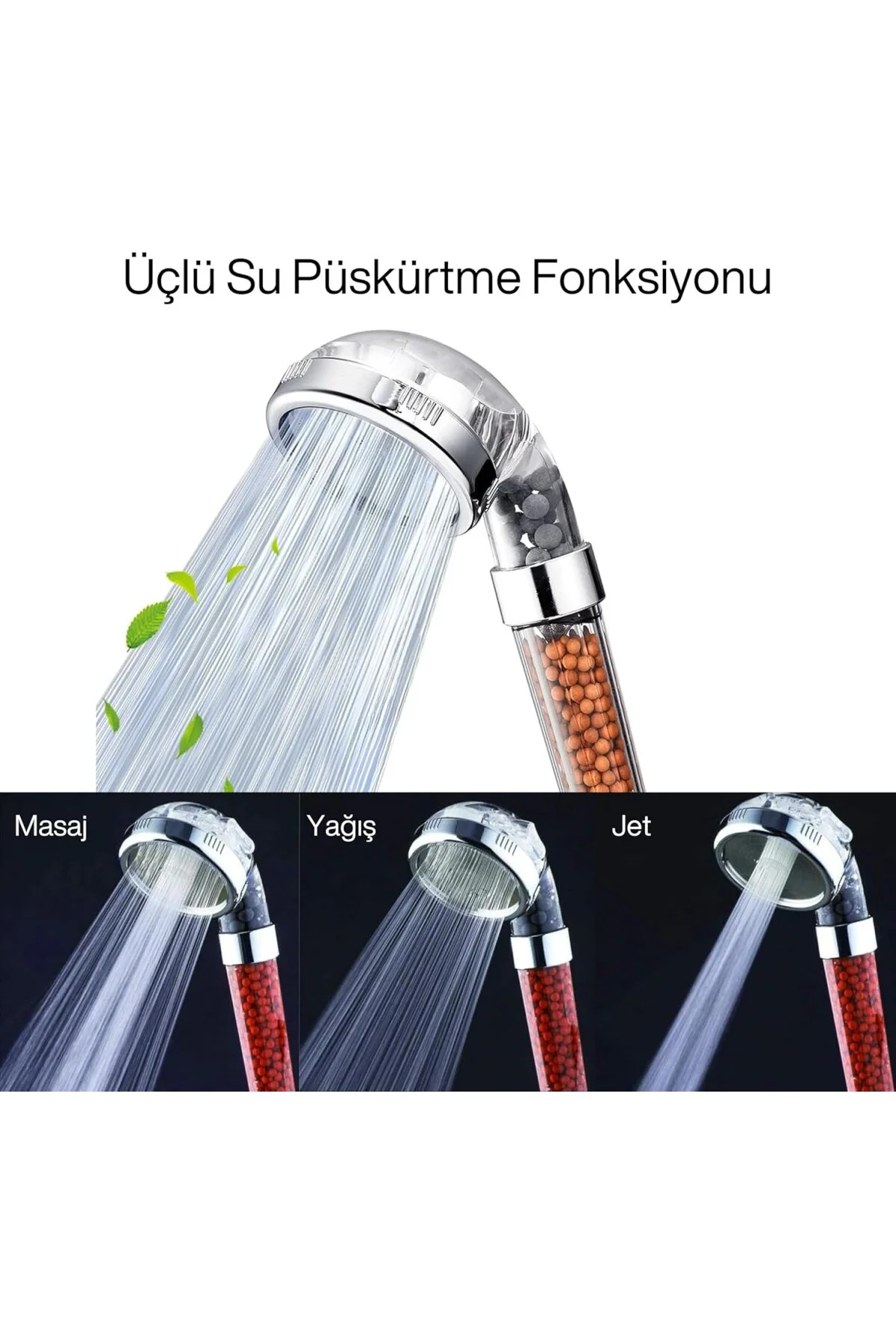 Arıtmalı Tasarruflu Duş Başlığı - 3 Fonksiyonlu Püskürtme Modları