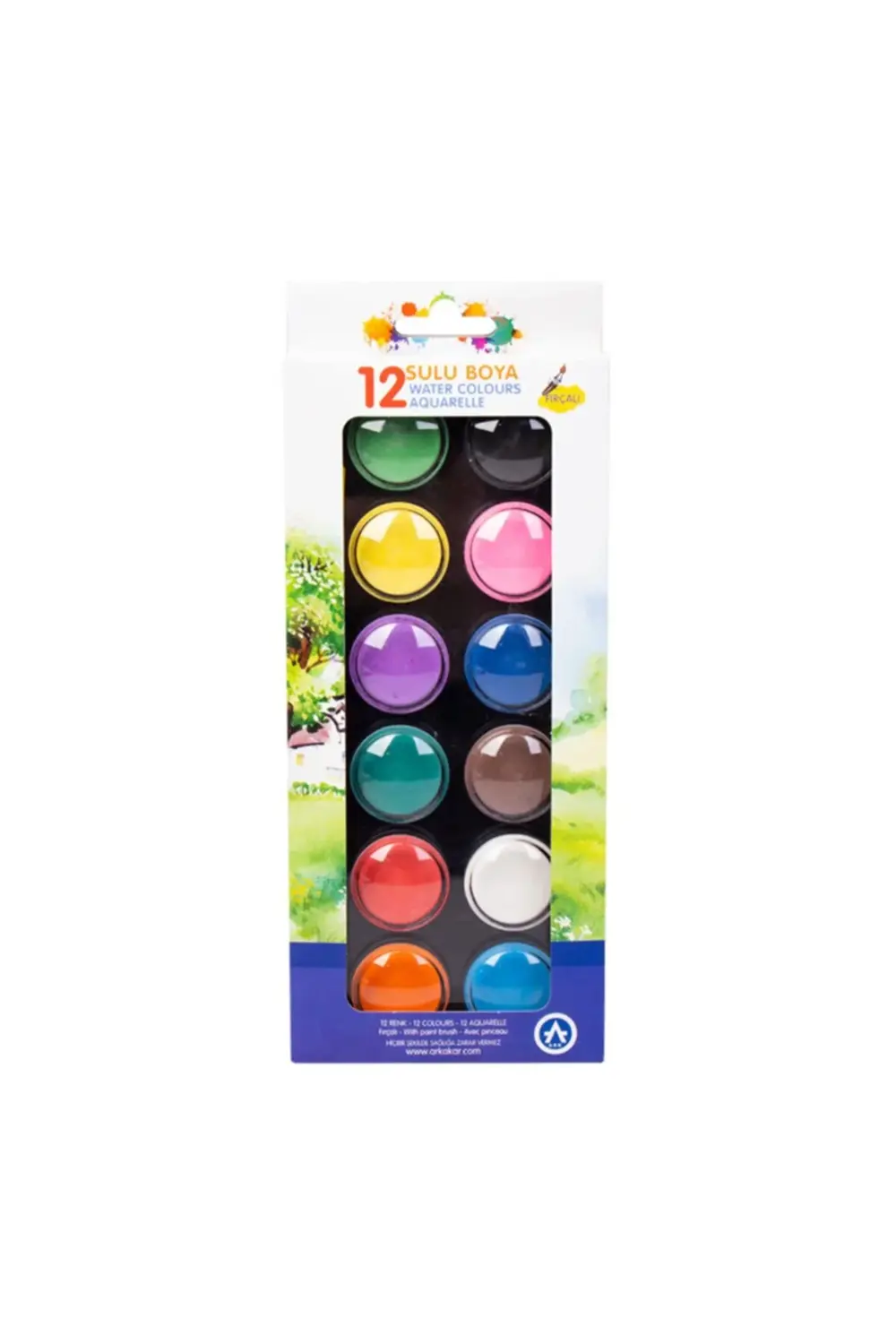 Ark 12 Renk Fırçalı Sulu Boya Pastel Renkler